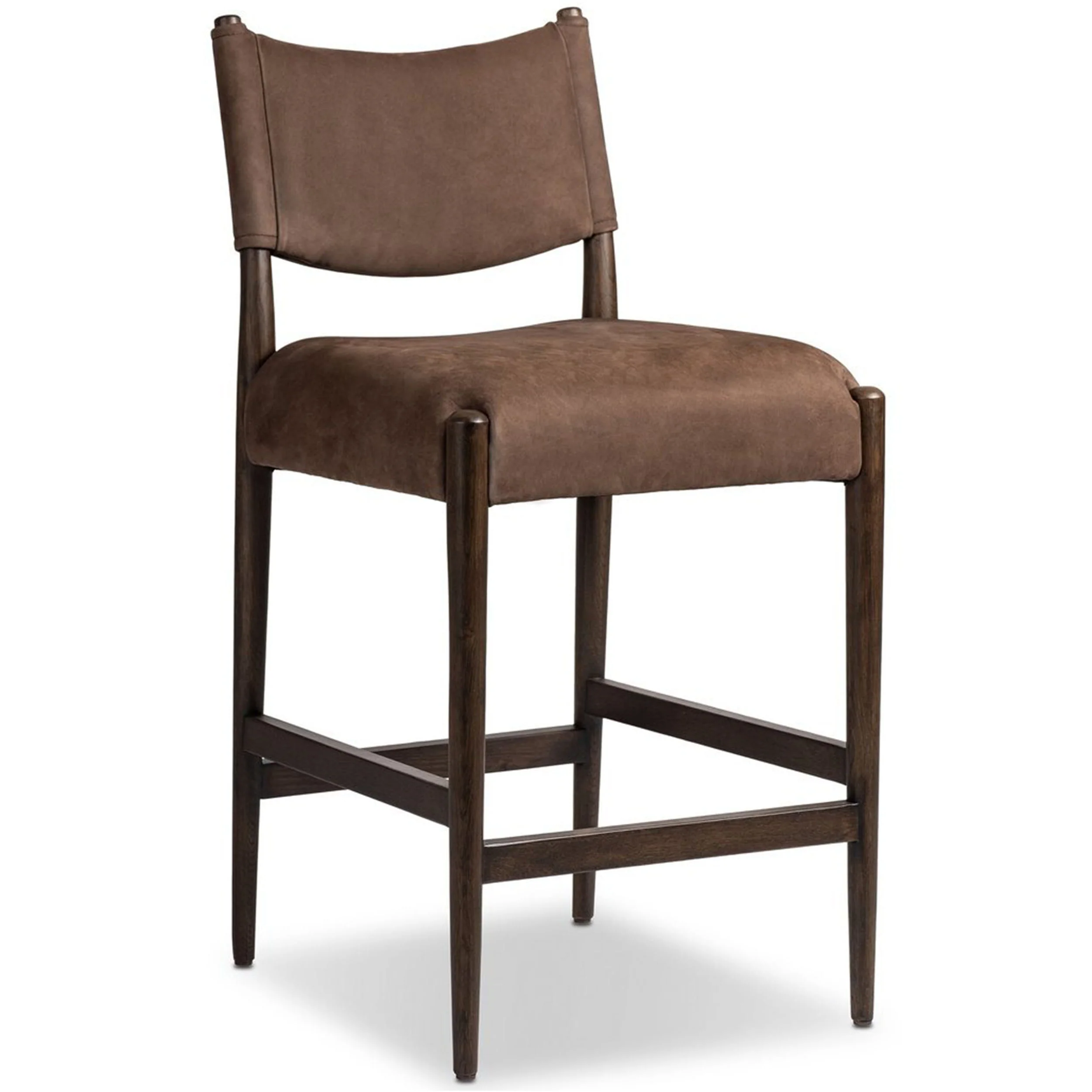 Jayla Leather Counter Stool, Nubuck Cigar by Four Hands