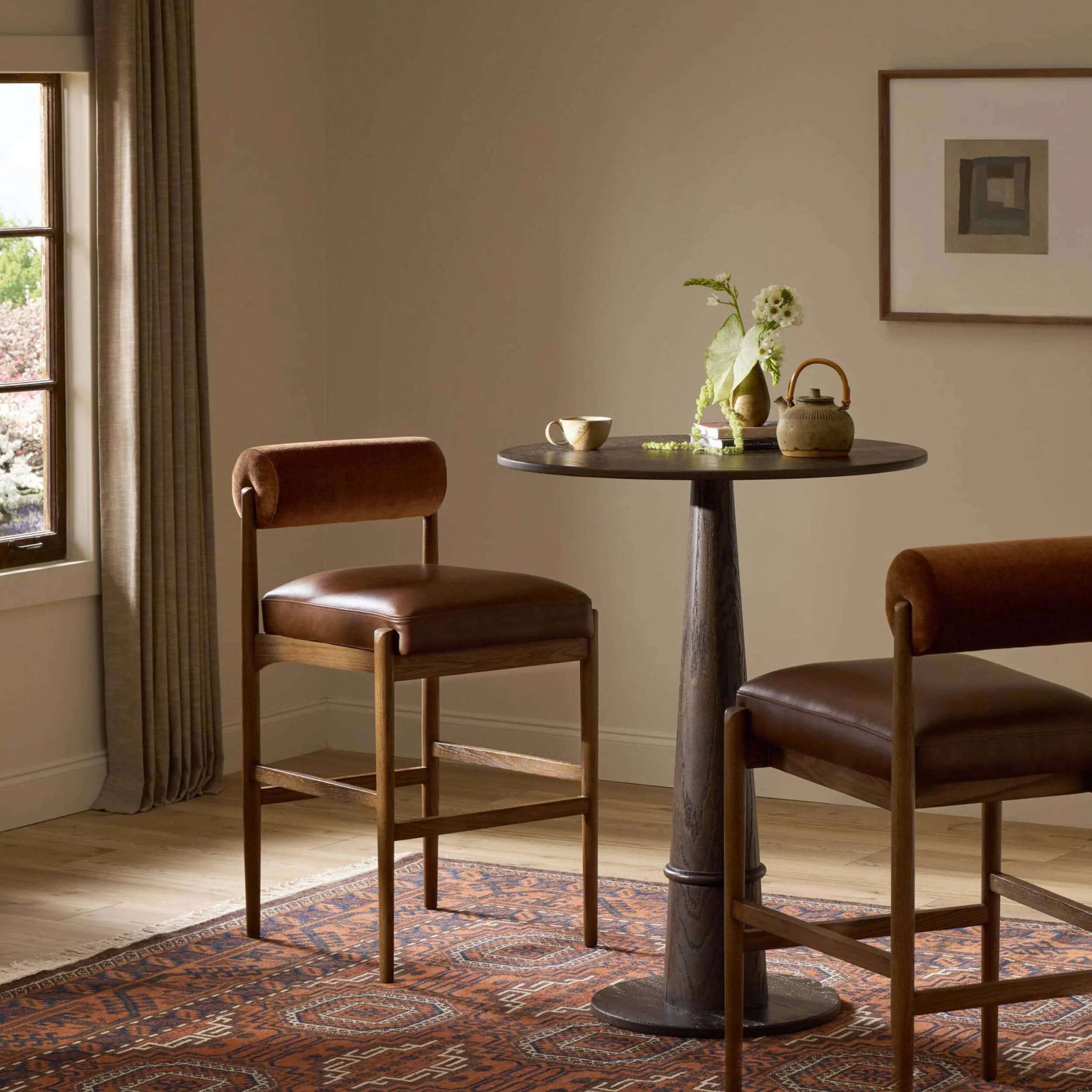 Jazelle Leather Bar & Counter Stool, Altair Sienna/Havana Brown by Four Hands - Image 12
