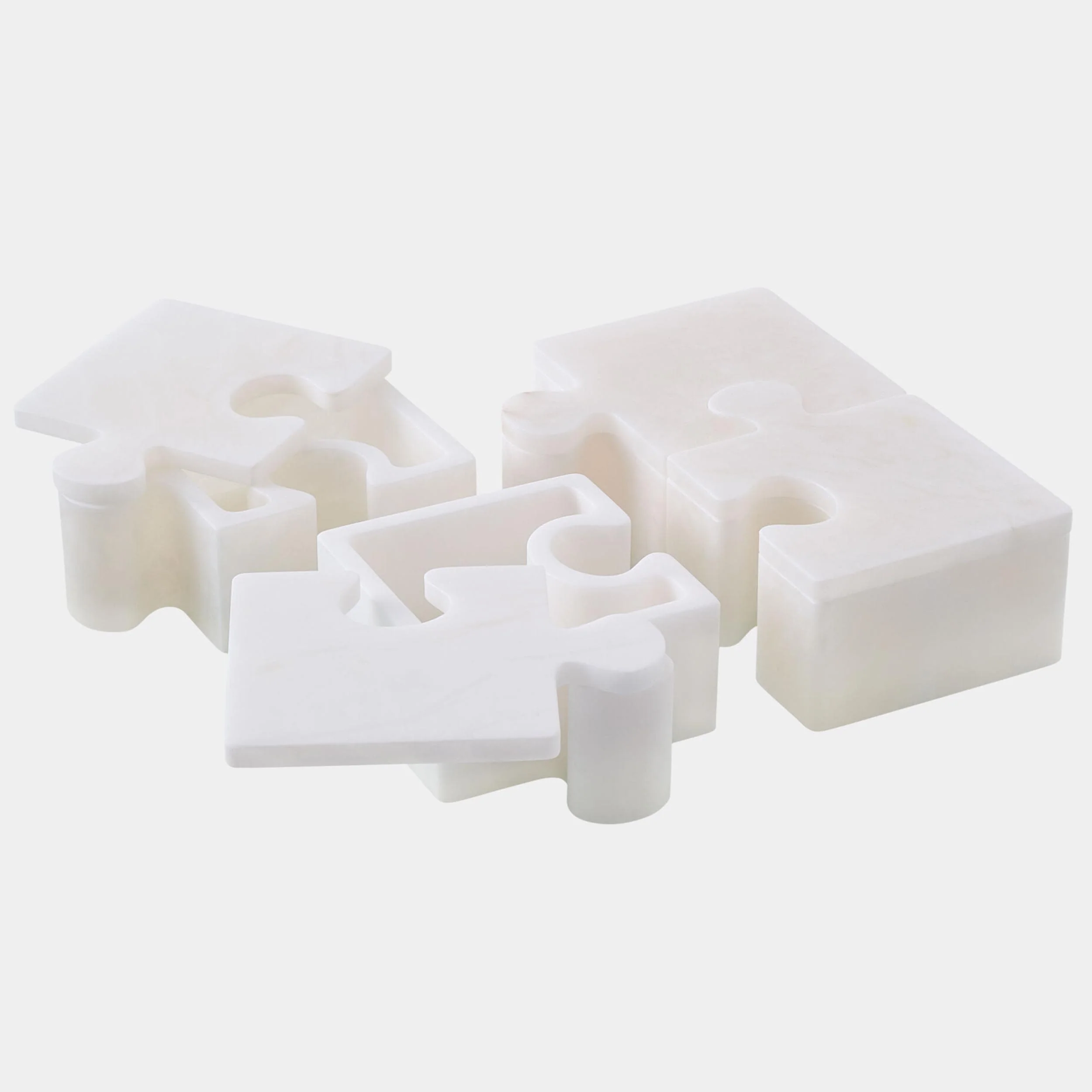 Jigsaw Swivel Box, Set of 4, Alabaster - Image 4