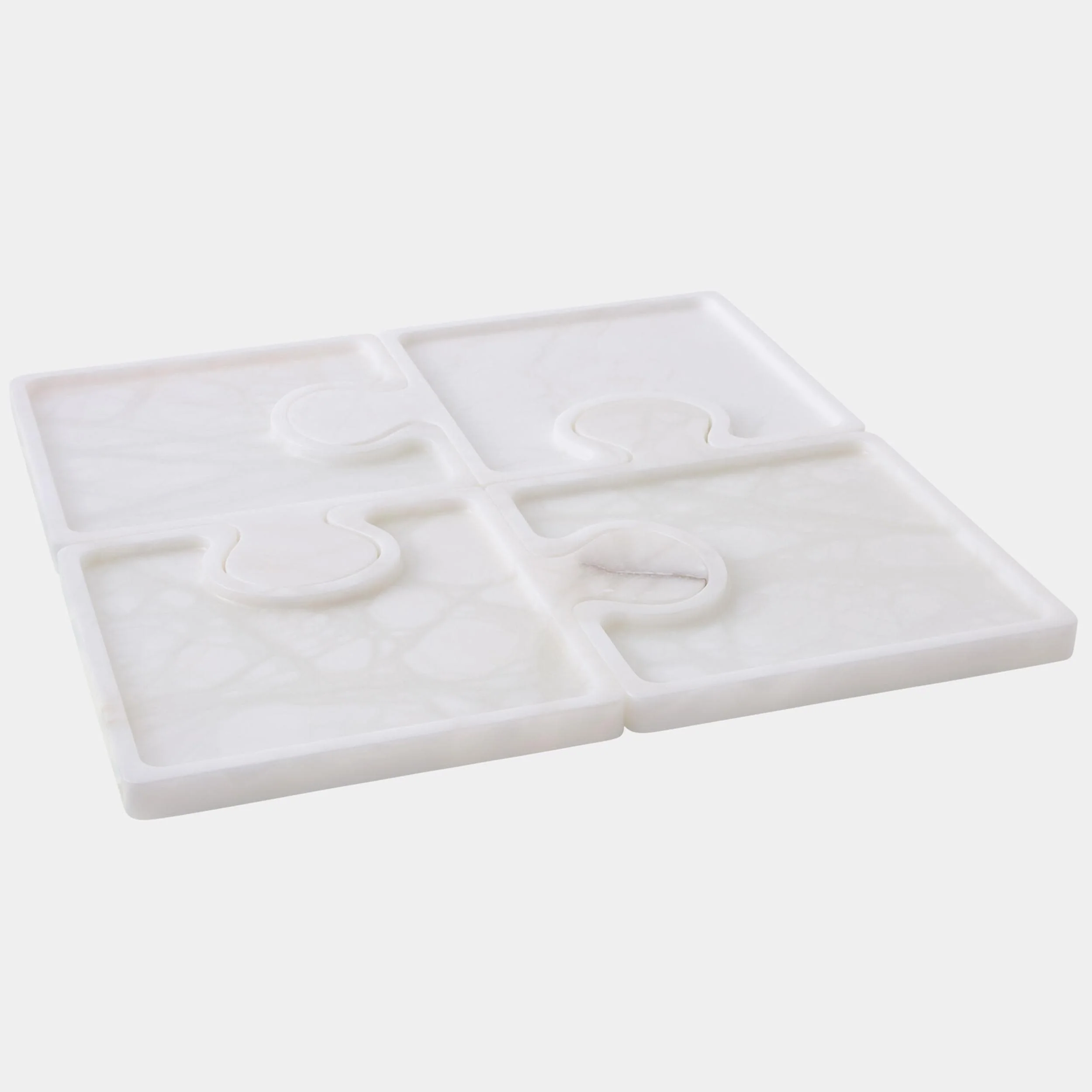 Jigsaw Tray, Set of 4, Alabaster