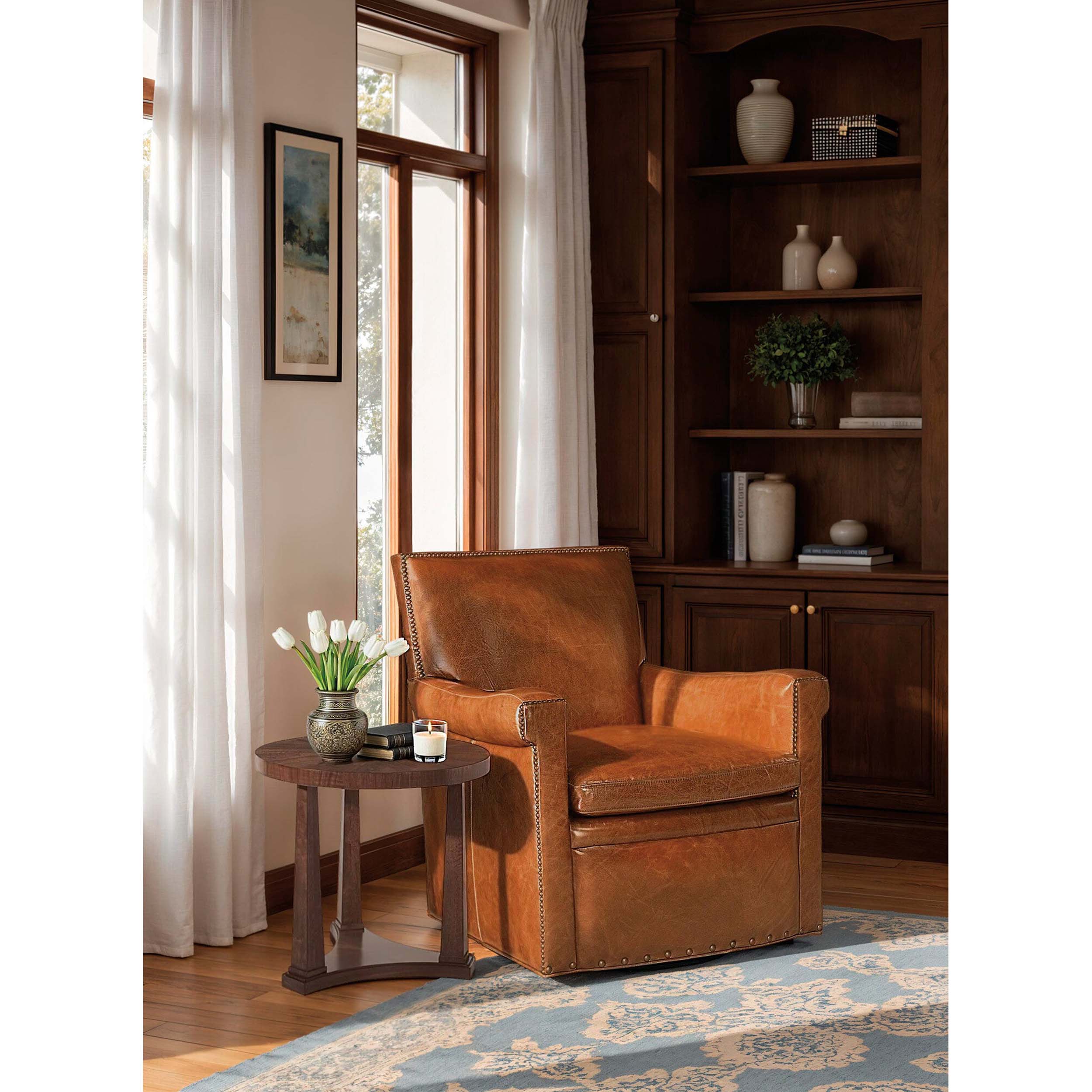 Jilian Leather Swivel Club Chair, Huntington Morrison - Image 4