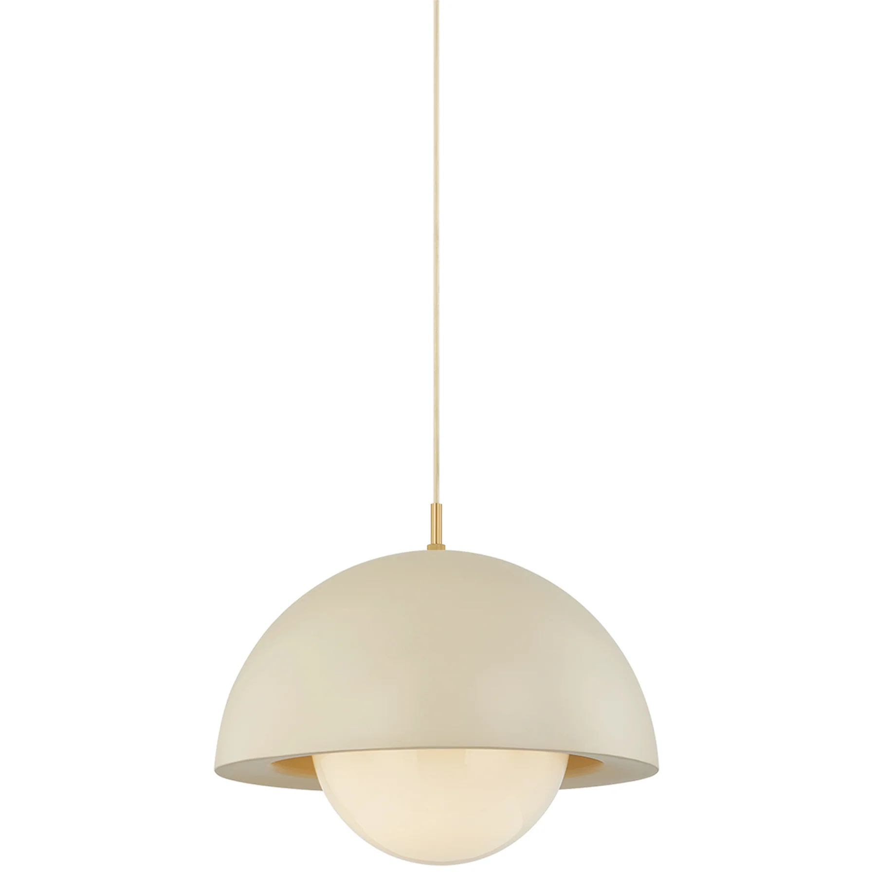 Jolene Bowl Pendant, Aged Brass/Textured Bisque