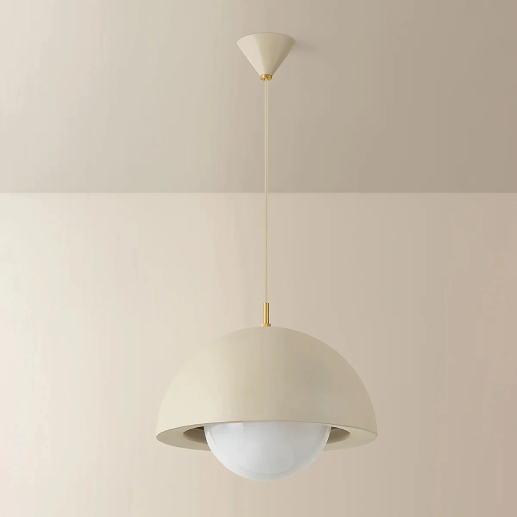 Jolene Bowl Pendant, Aged Brass/Textured Bisque - Image 2