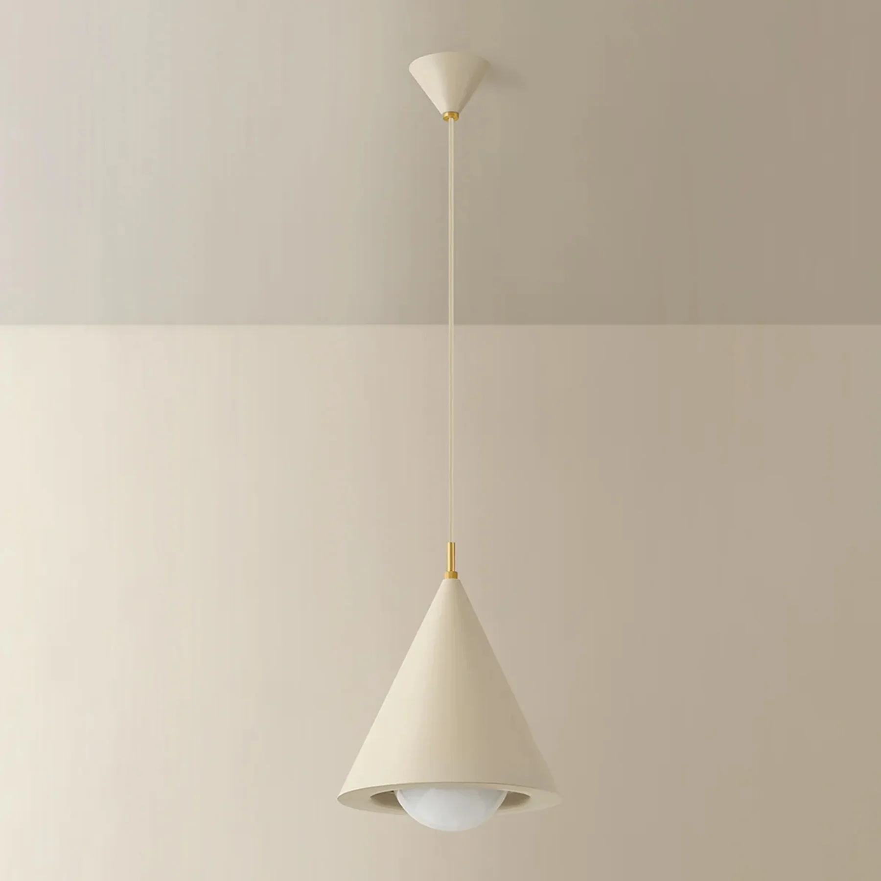 Jolene Cone Pendant, Aged Brass/Textured Bisque - Image 2