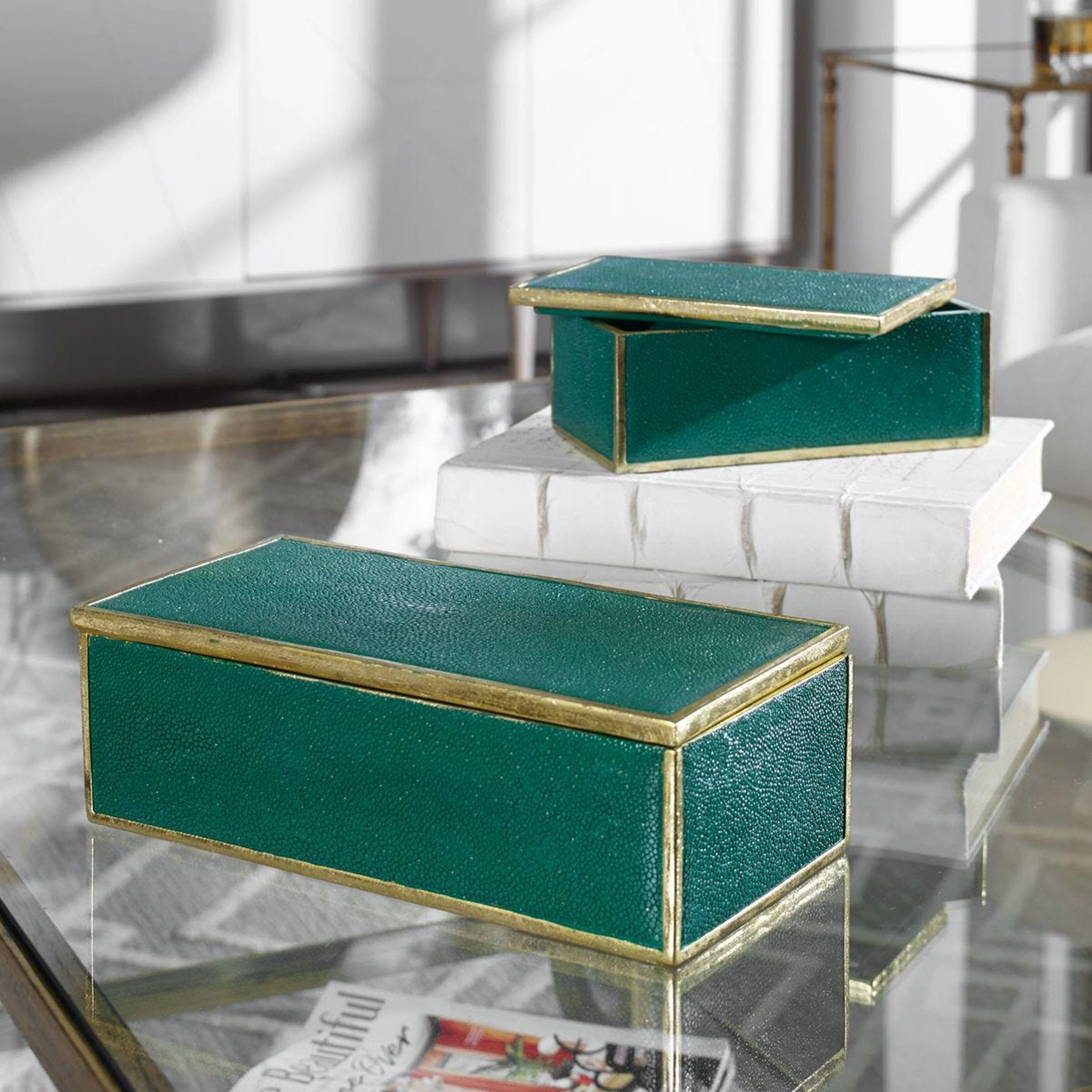Karis Boxes Set of 2, Emerald Green - Image 4