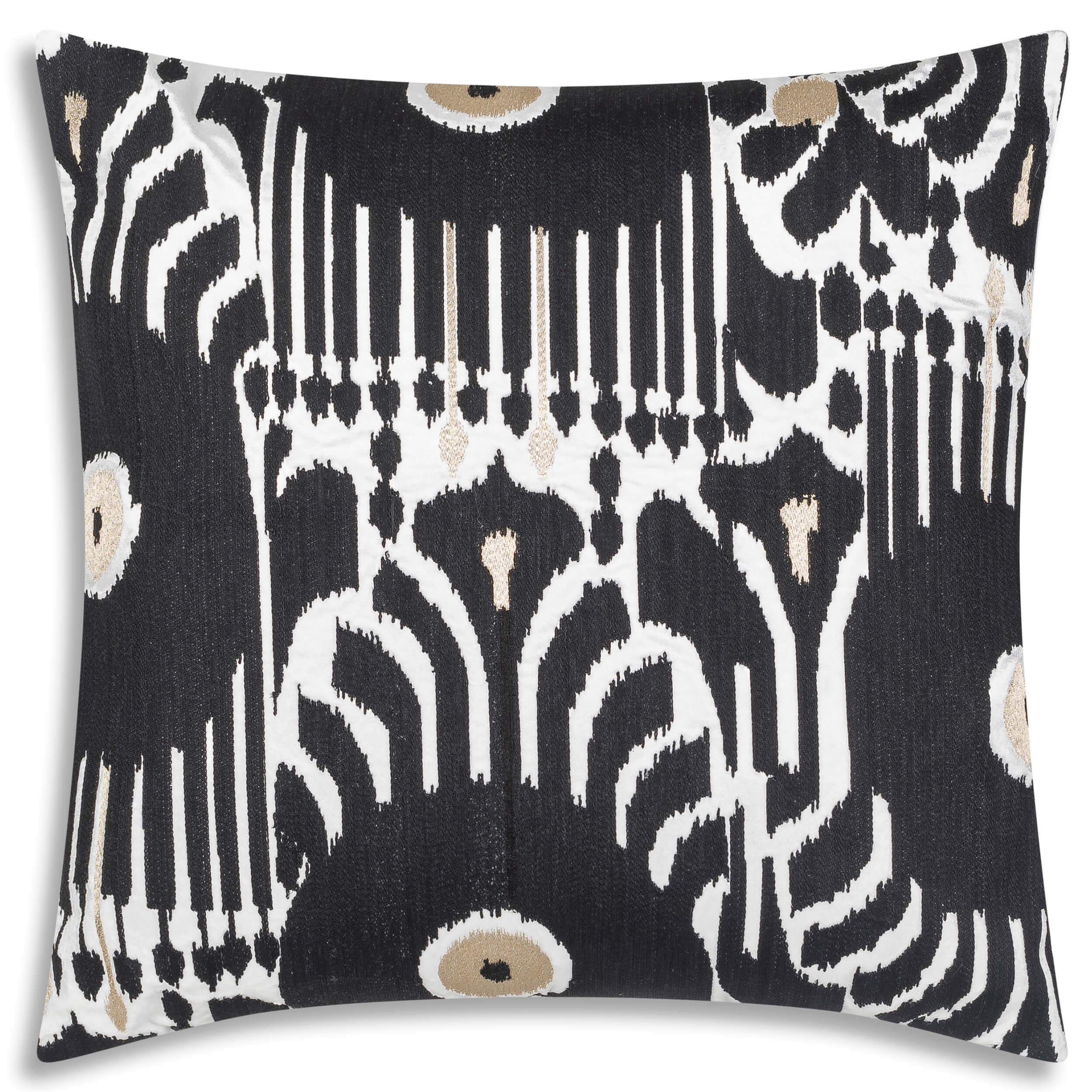 Kas Ikat Pillow, Ivory/Black