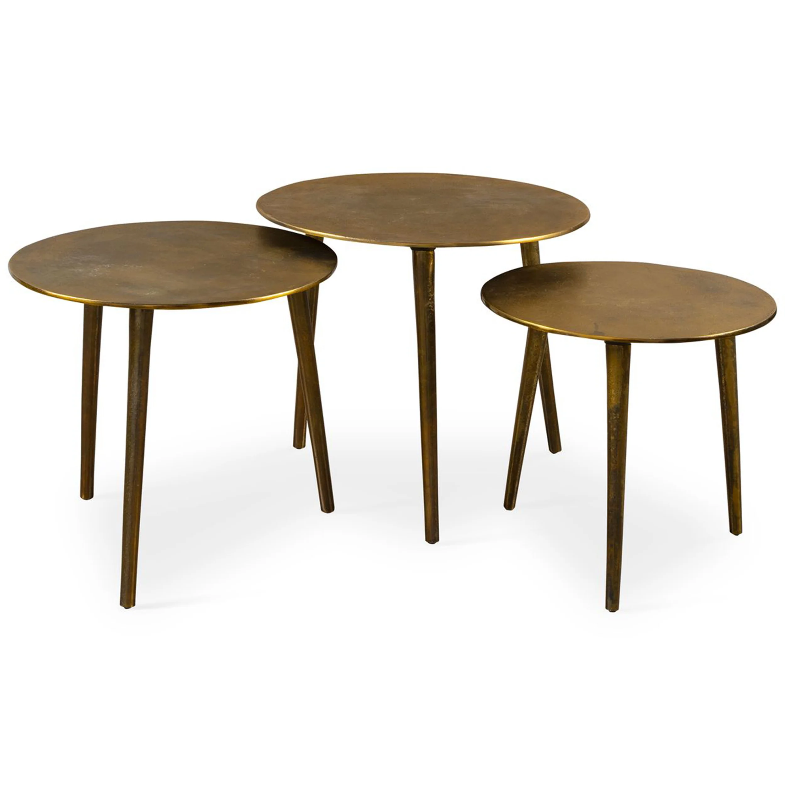 Kasai Coffee Tables, Set of 3, Antique Gold - Image 2