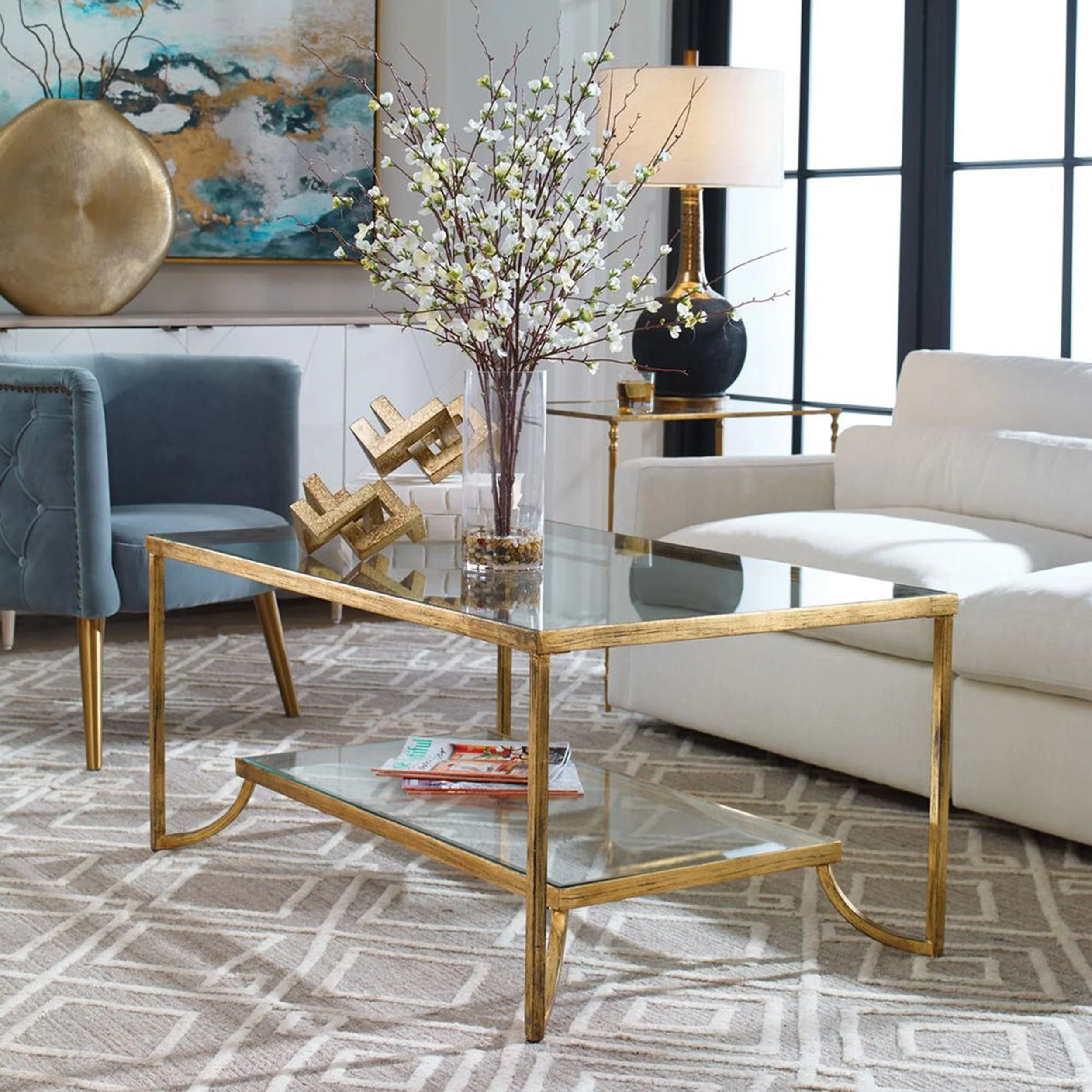 Katina Coffee Table, Antiqued Gold - Image 4