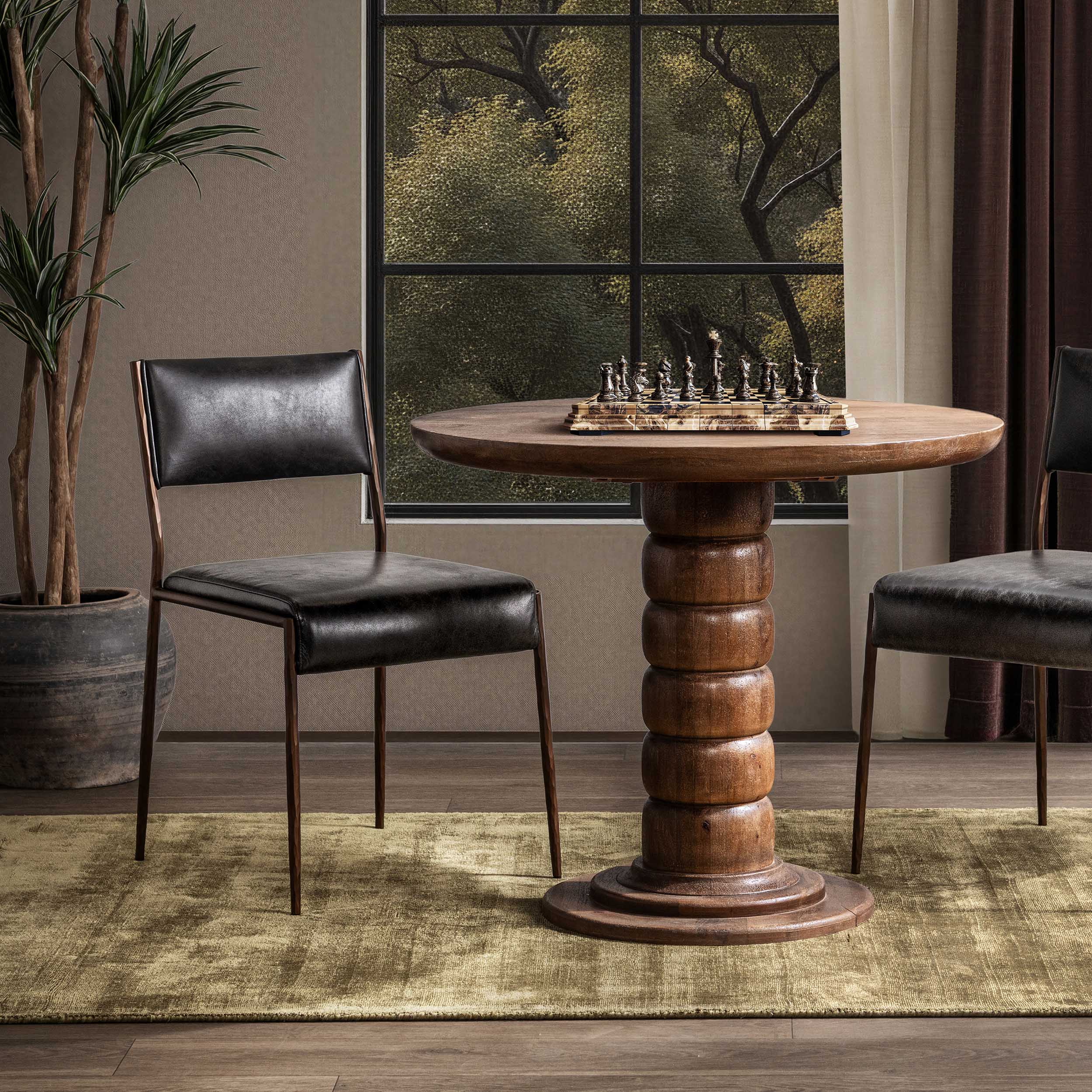 Kayne Leather Dining Chair Set of 2, Jet Black - Image 6