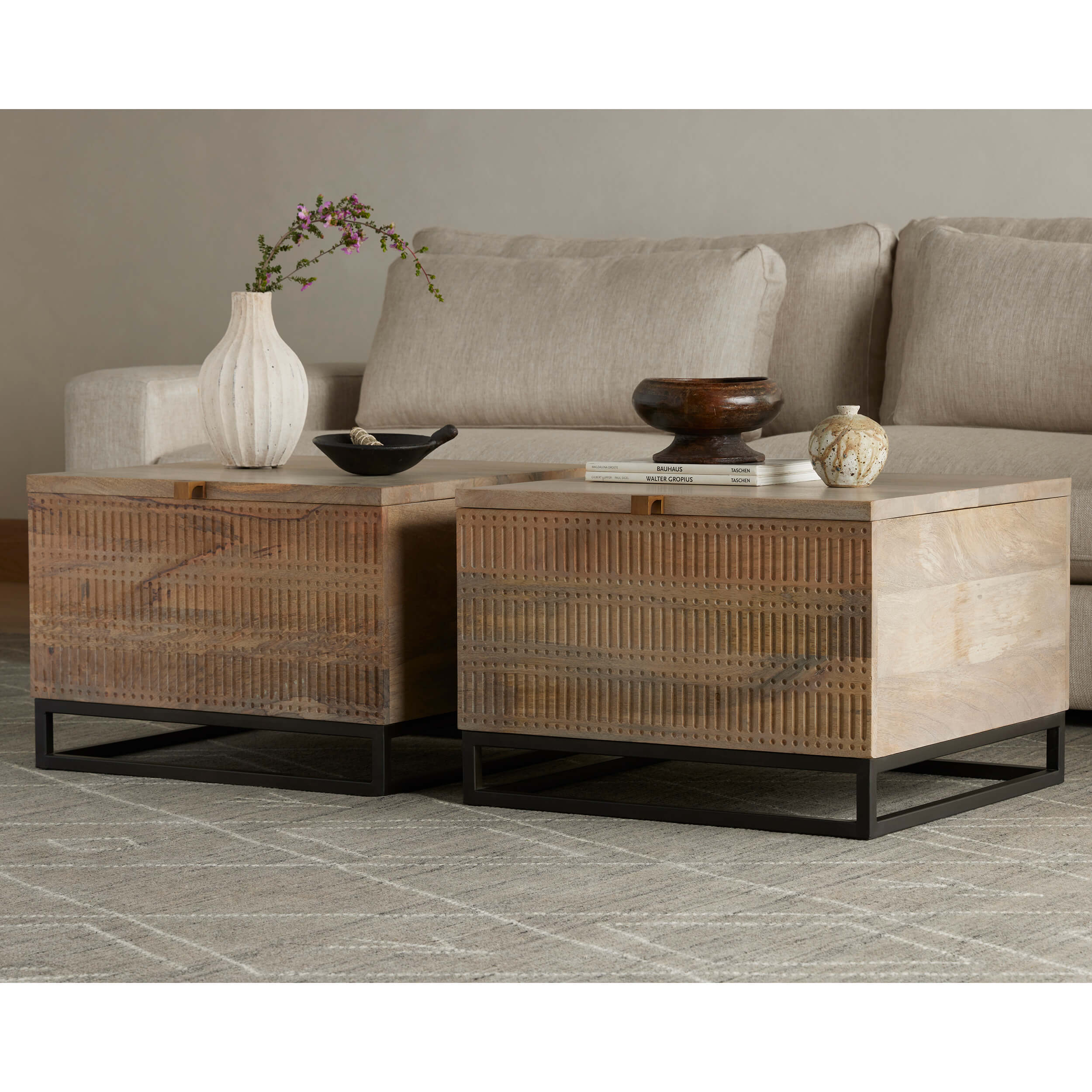 Kelby Storage Bunching Table, Light Wash Carved by Four Hands - Image 6
