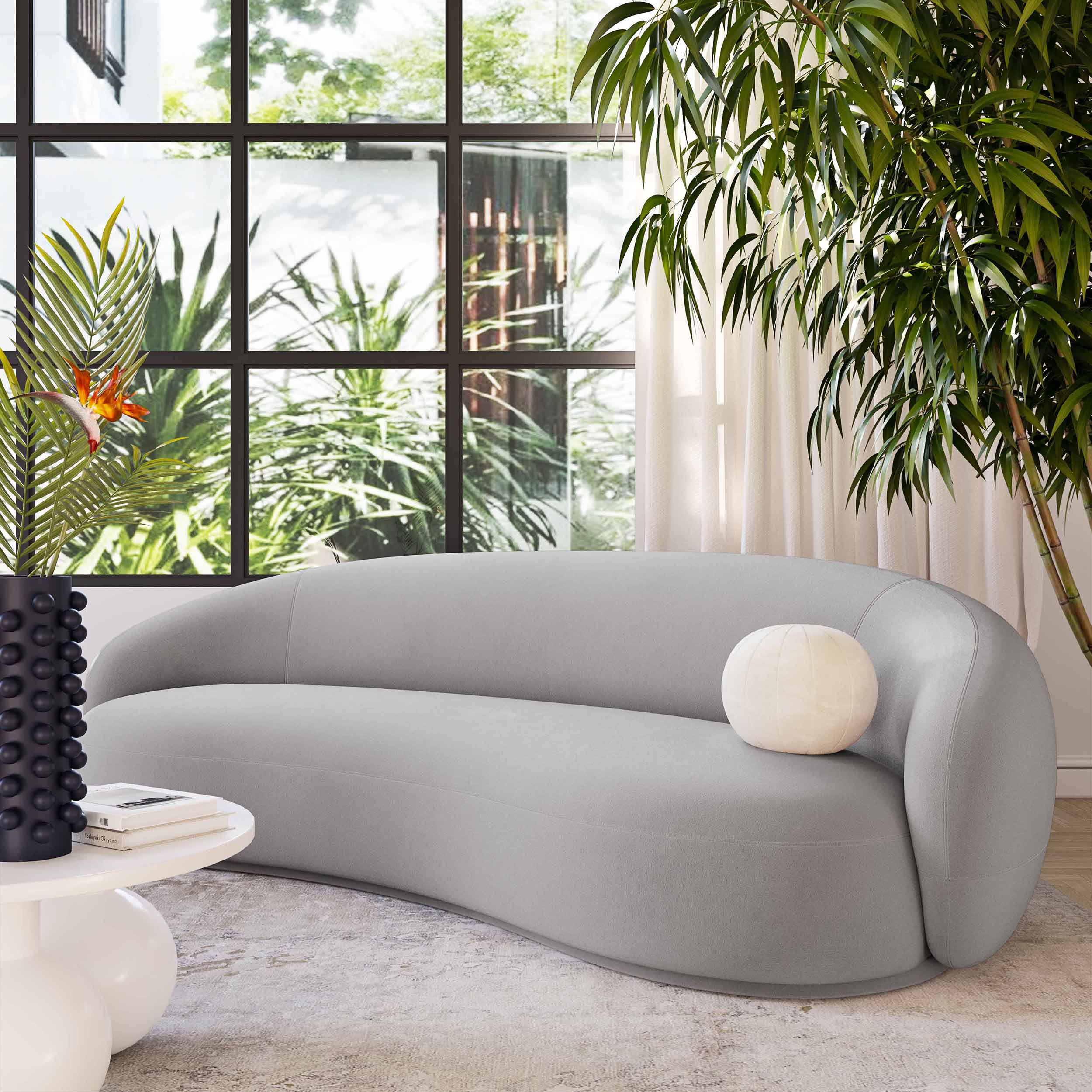 Kendall Velvet Sofa, Light Grey - Image 4
