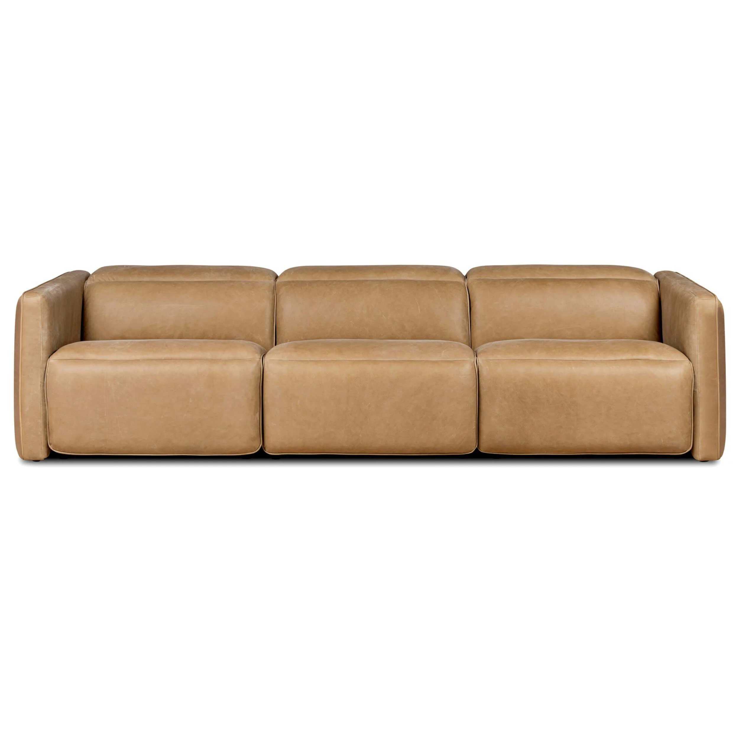 Kenlee Leather Power Recliner 3 Piece Sectional, Palermo Cognac by Four Hands - Image 2