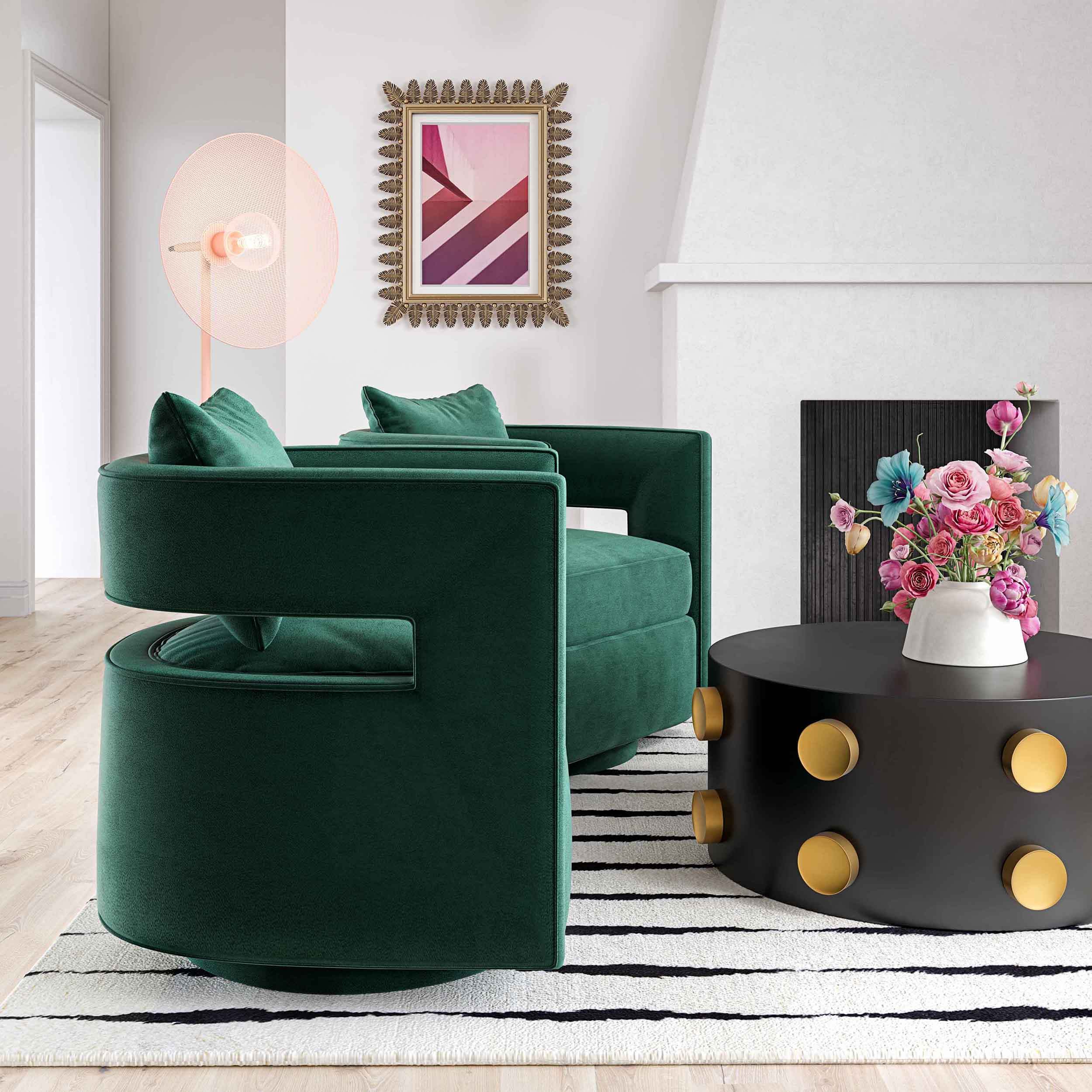 Kenneth Swivel Chair, Forest Green - Image 3
