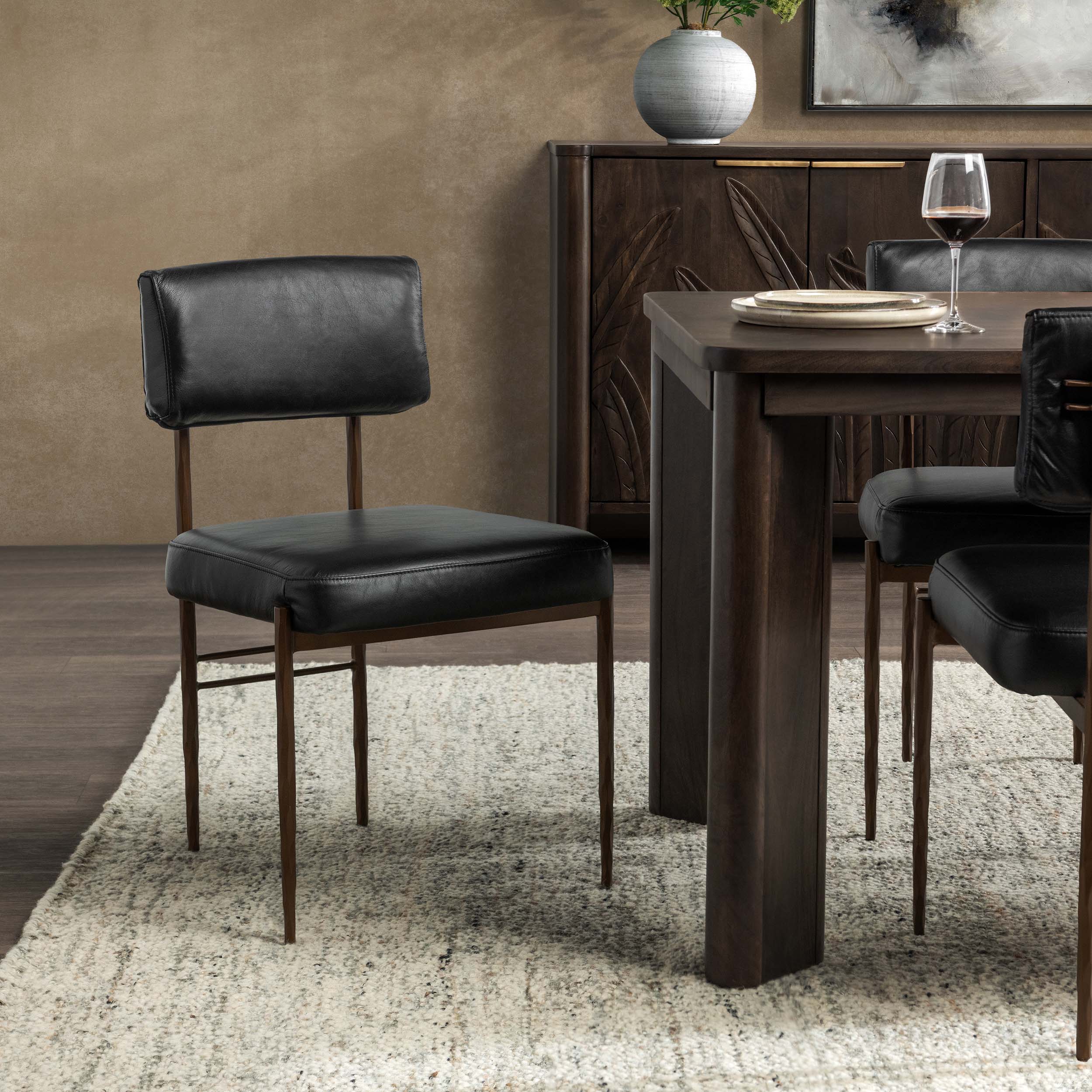 Kester Leather Dining Chair Set of 2, Jet Black - Image 6