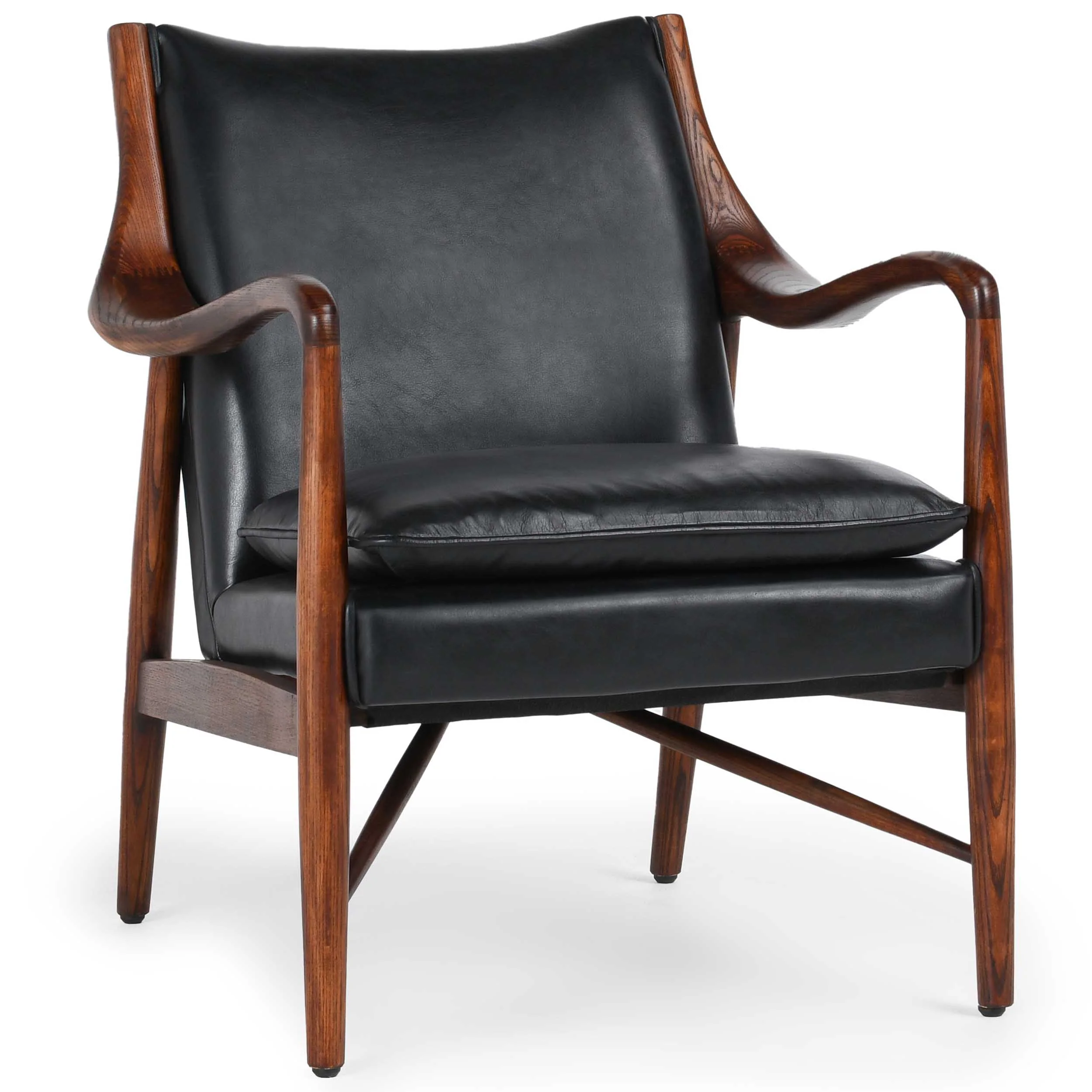 Kiannah Leather Chair, Jet Black