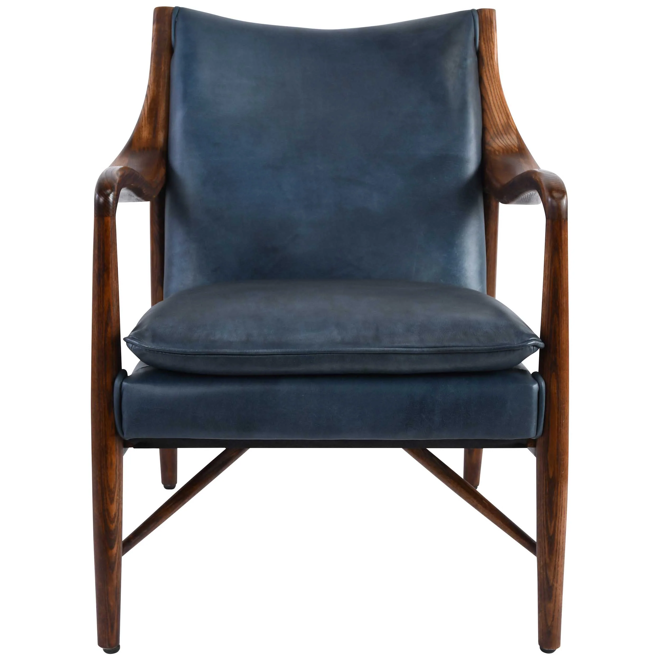 Kiannah Leather Chair, Ocean Blue - Image 2