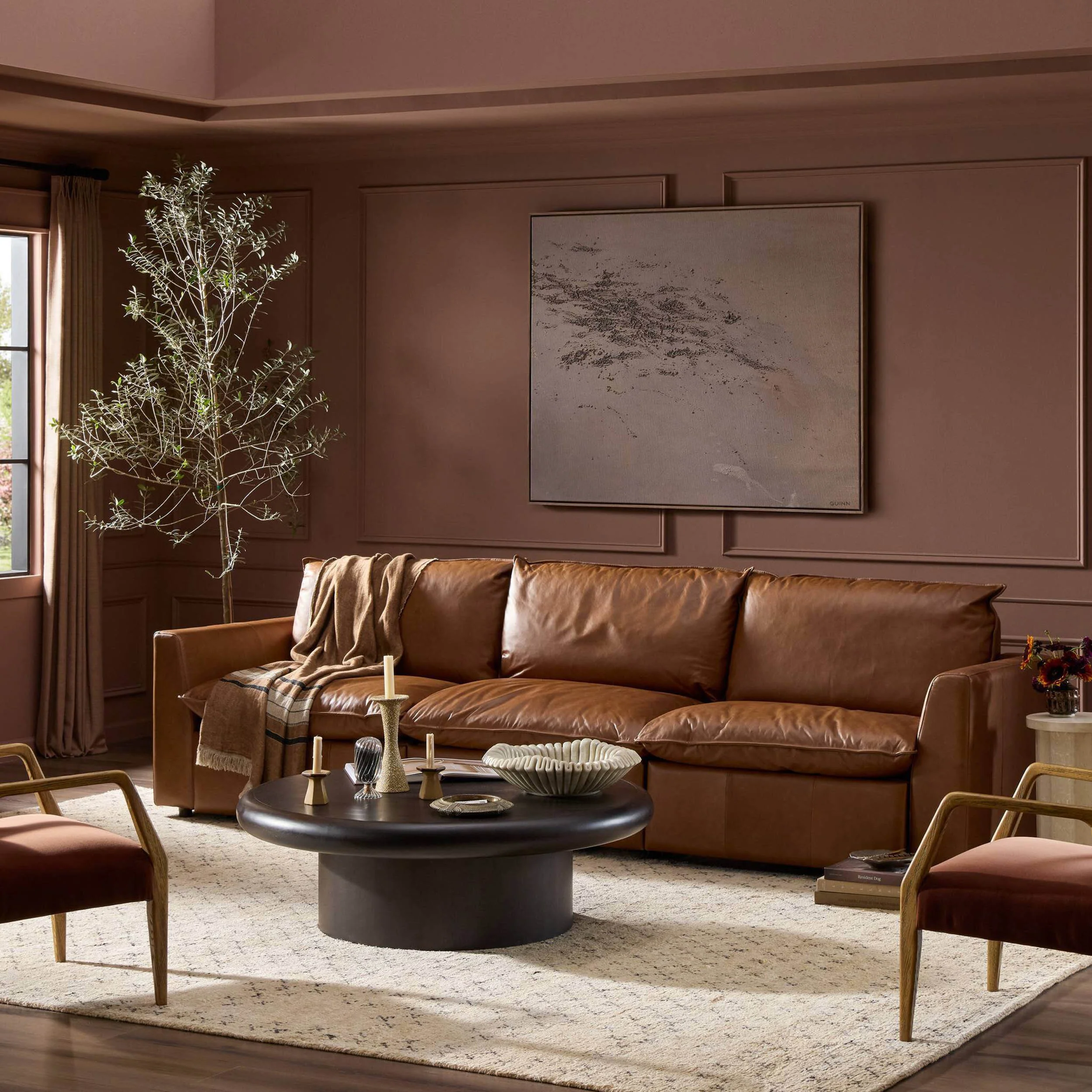 Kosa Power Recliner 3 Piece Leather Sectional, Sonoma Chestnut by Four Hands - Image 7
