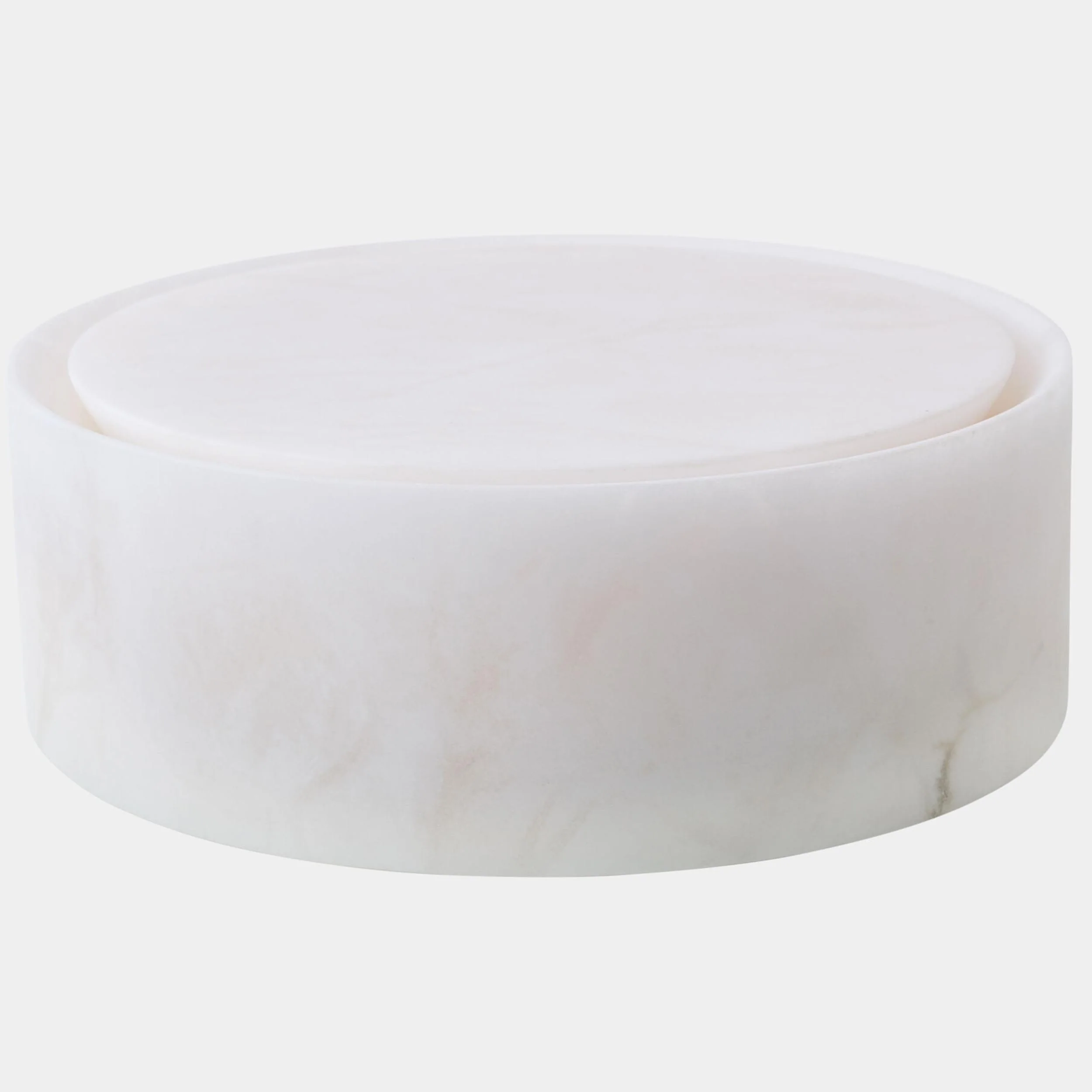 Labbro Round Box, Alabaster