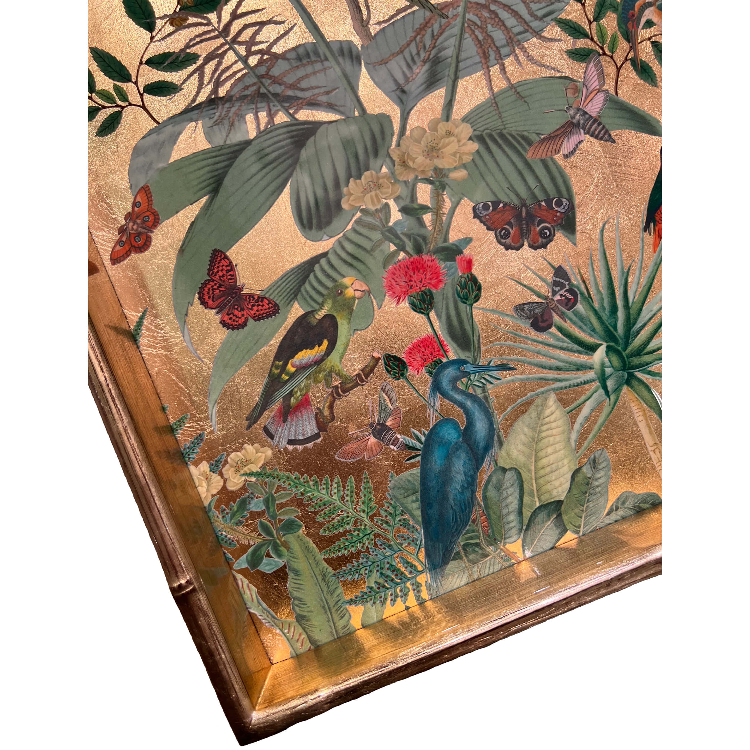 Lacquer Bamboo Rectangle Tray, Golden Aviary - Image 3