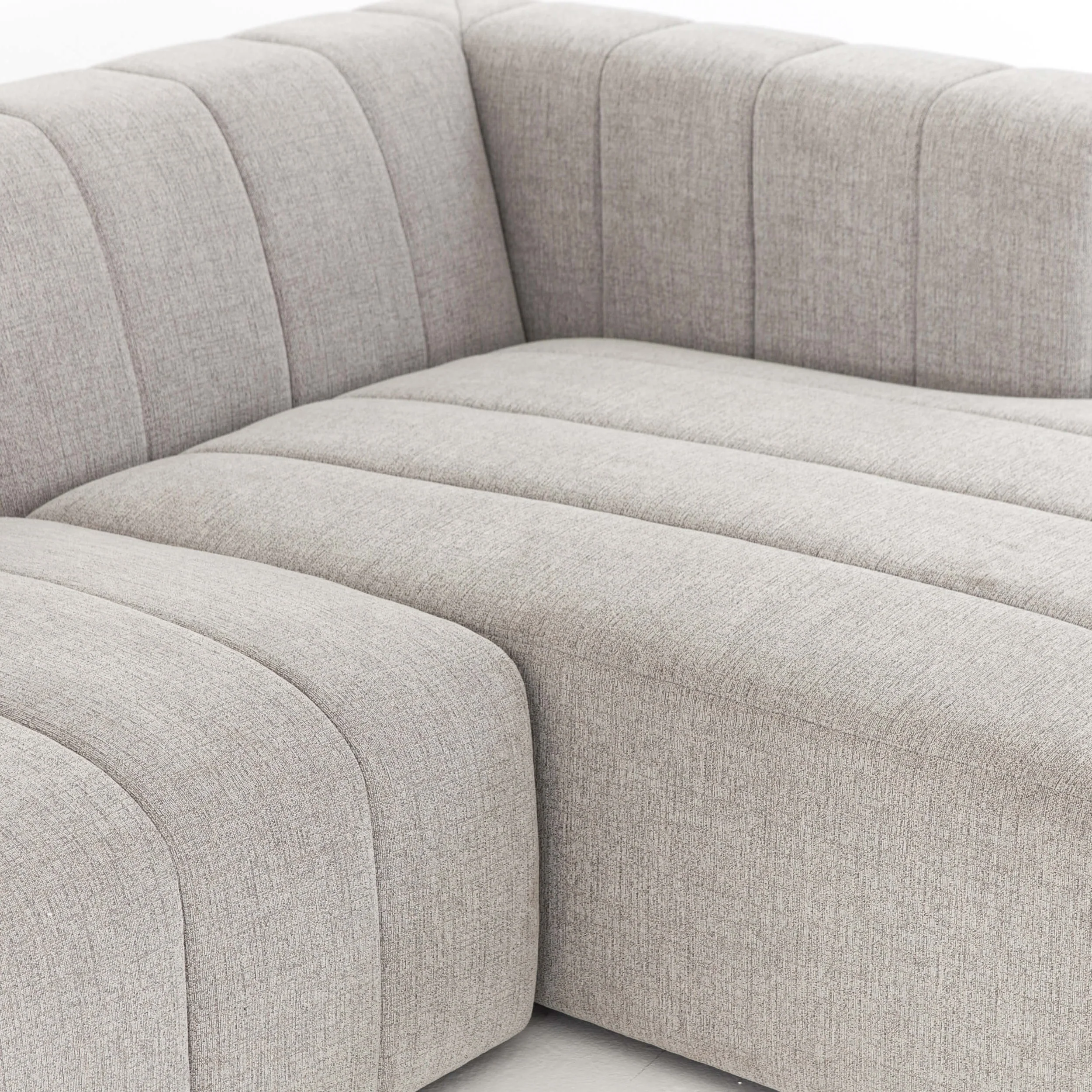 Langham Channeled 3 Piece Chaise Sectional w/Ottoman, Napa Sandstone - Image 11