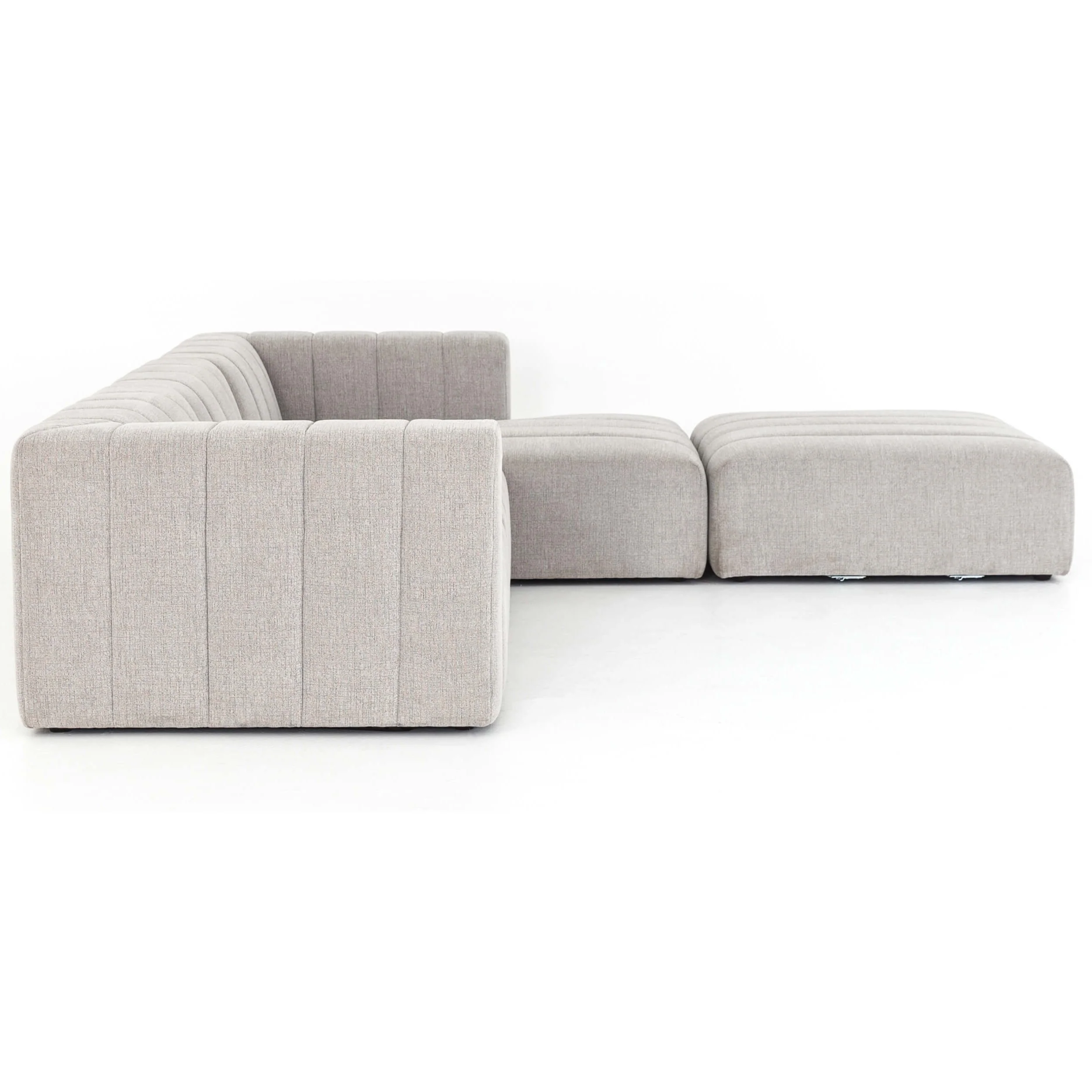 Langham Channeled 3 Piece Chaise Sectional w/Ottoman, Napa Sandstone - Image 9