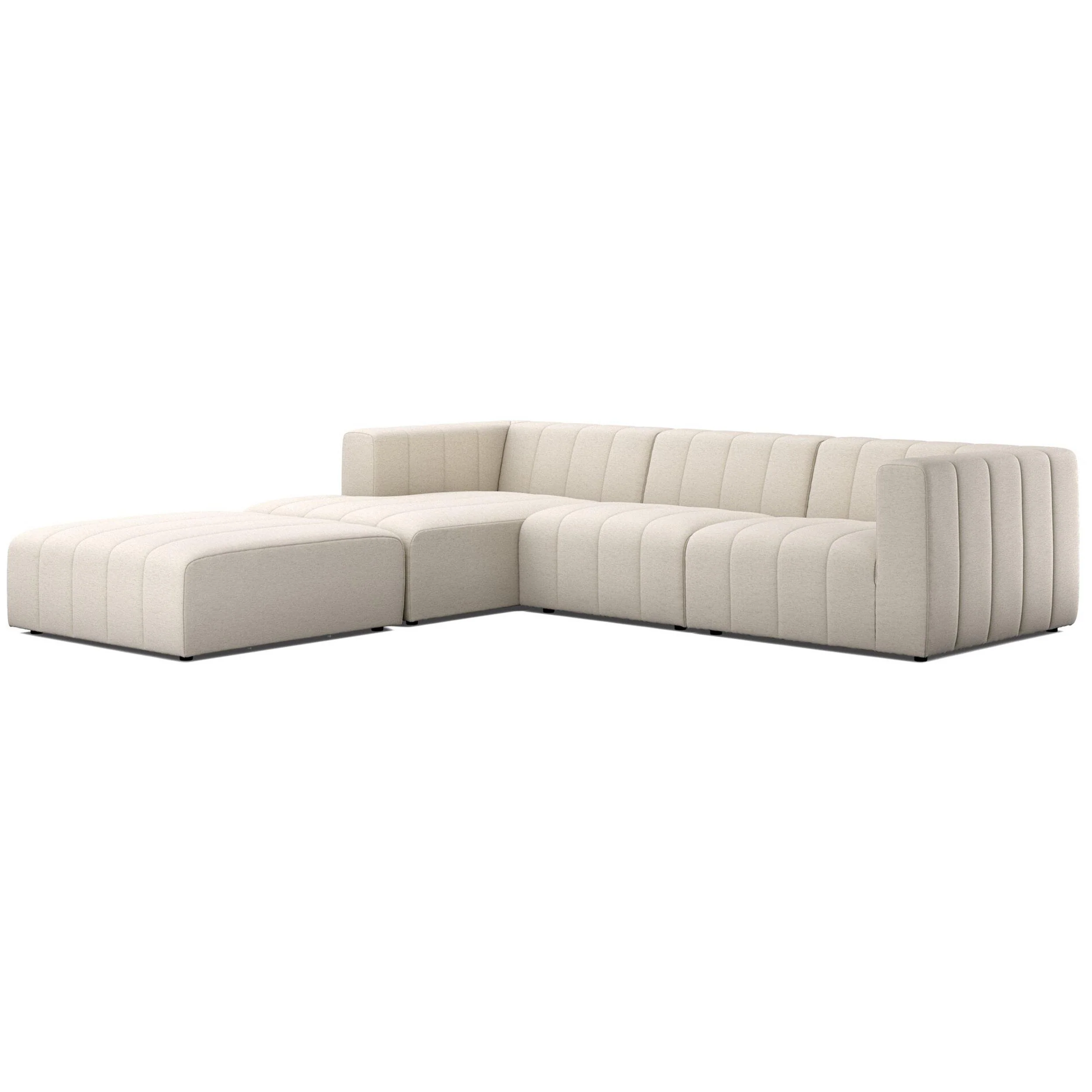Langham Channeled 3 Piece Sectional w/Ottoman, Nomad Snow by Four Hands