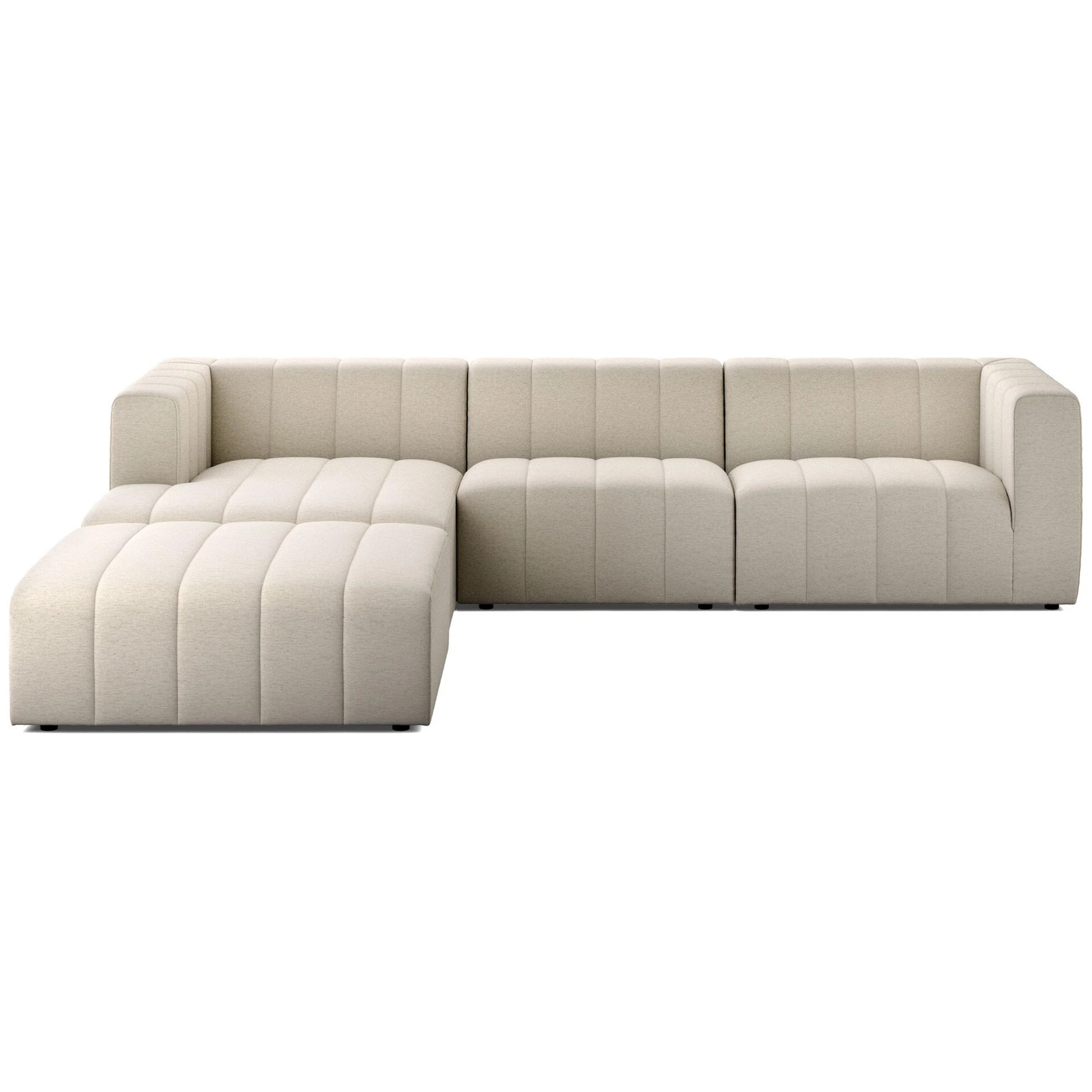 Langham Channeled 3 Piece Sectional w/Ottoman, Nomad Snow by Four Hands - Image 2