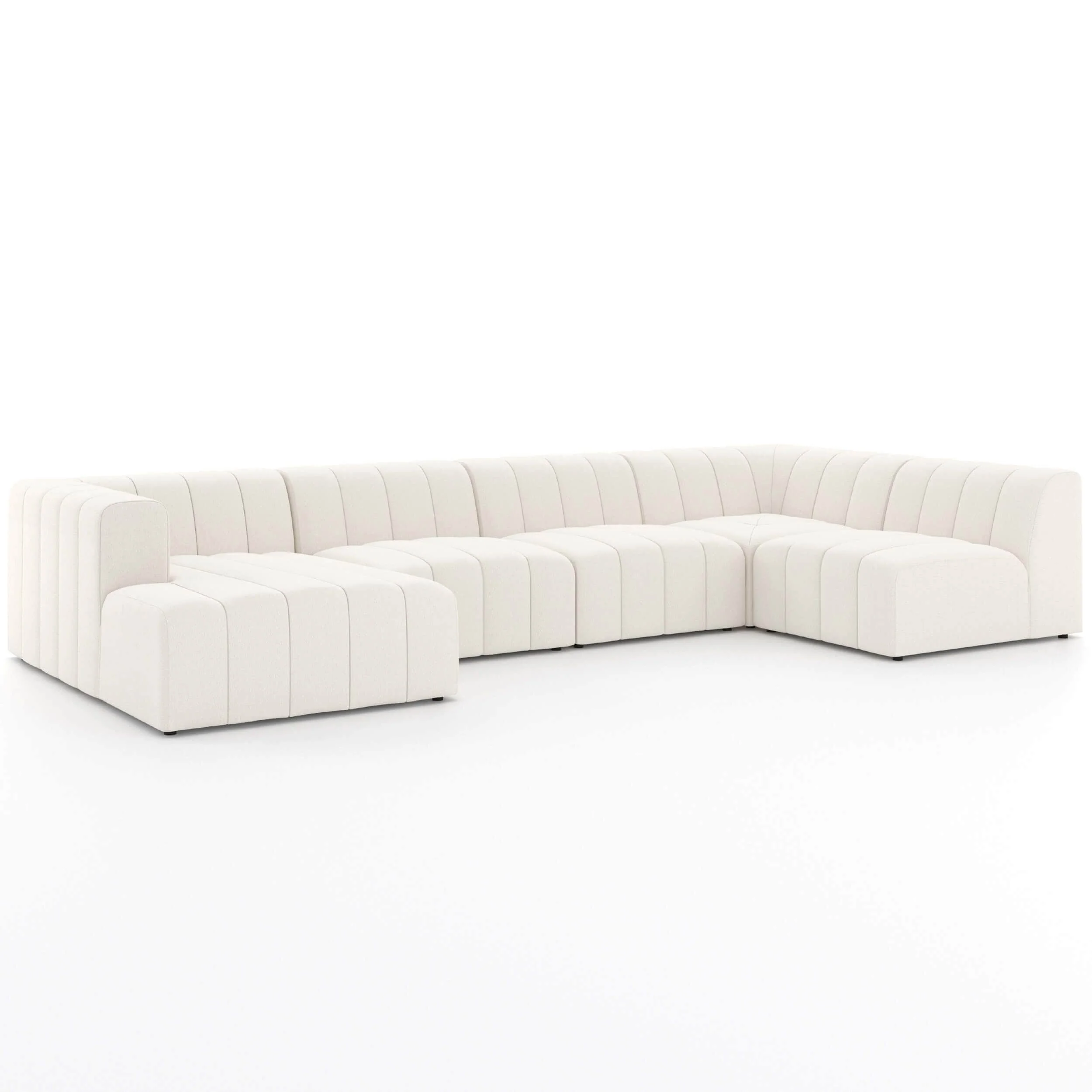 Langham Chaise Channeled 5 Piece Sectional, Fayette Cloud