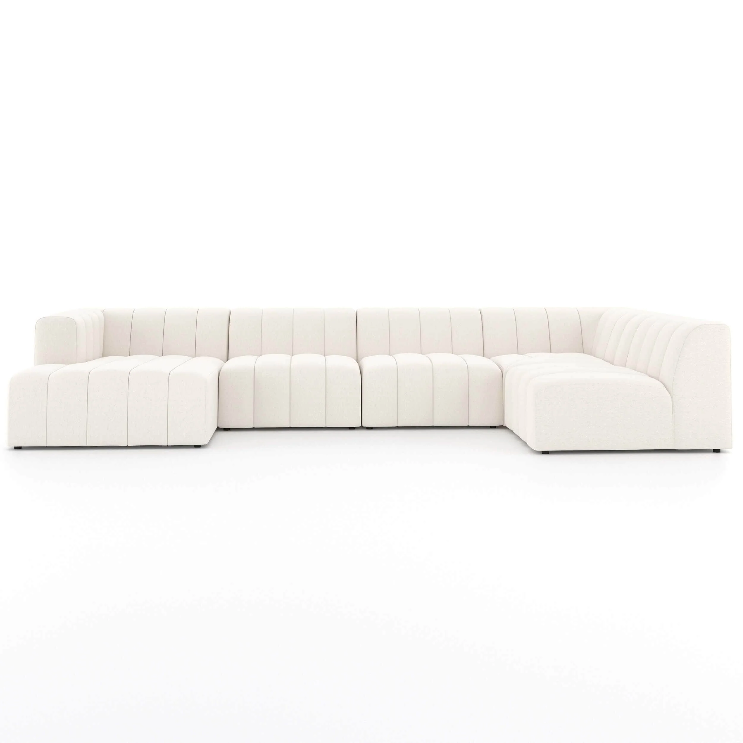 Langham Chaise Channeled 5 Piece Sectional, Fayette Cloud - Image 2