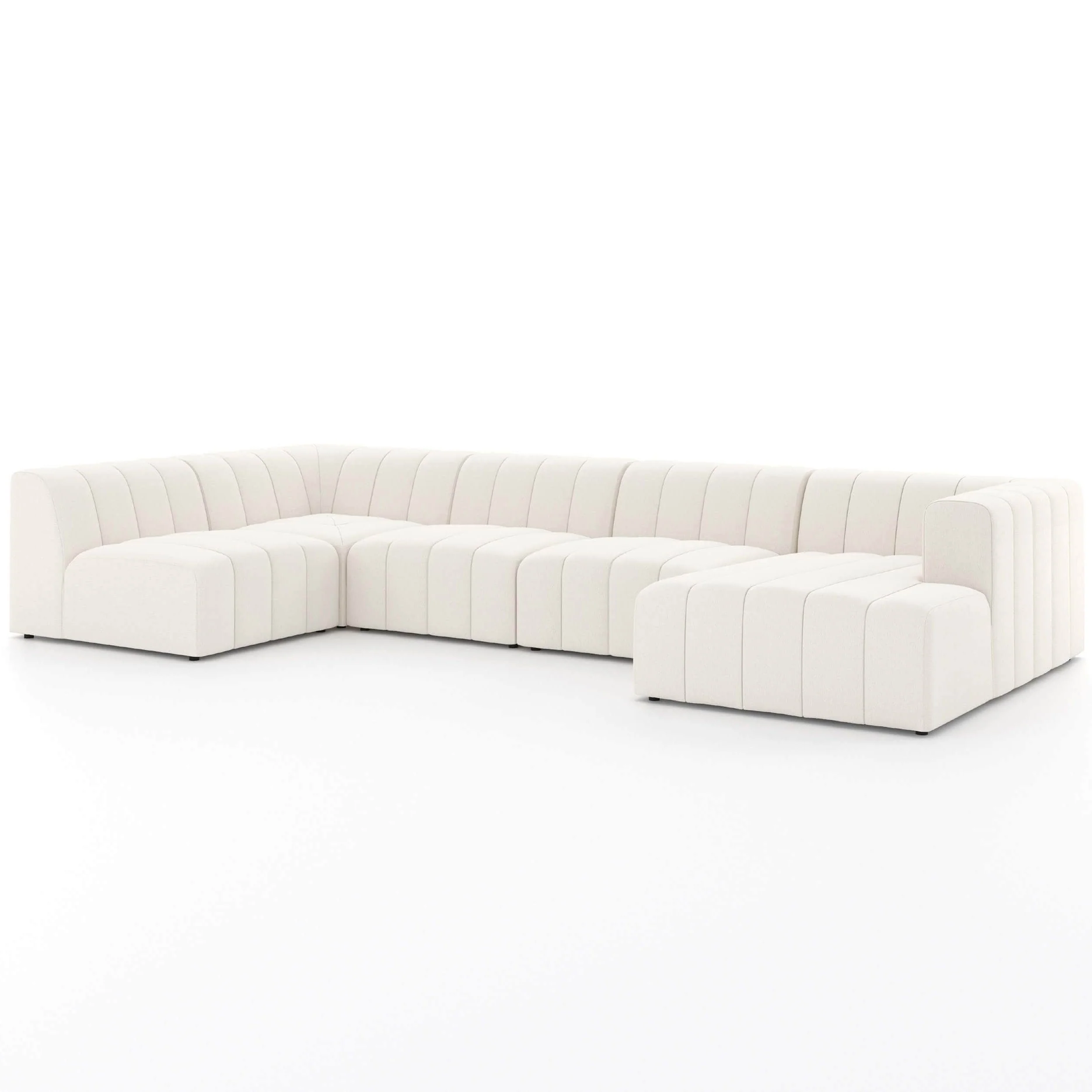 Langham Chaise Channeled 5 Piece Sectional, Fayette Cloud - Image 3
