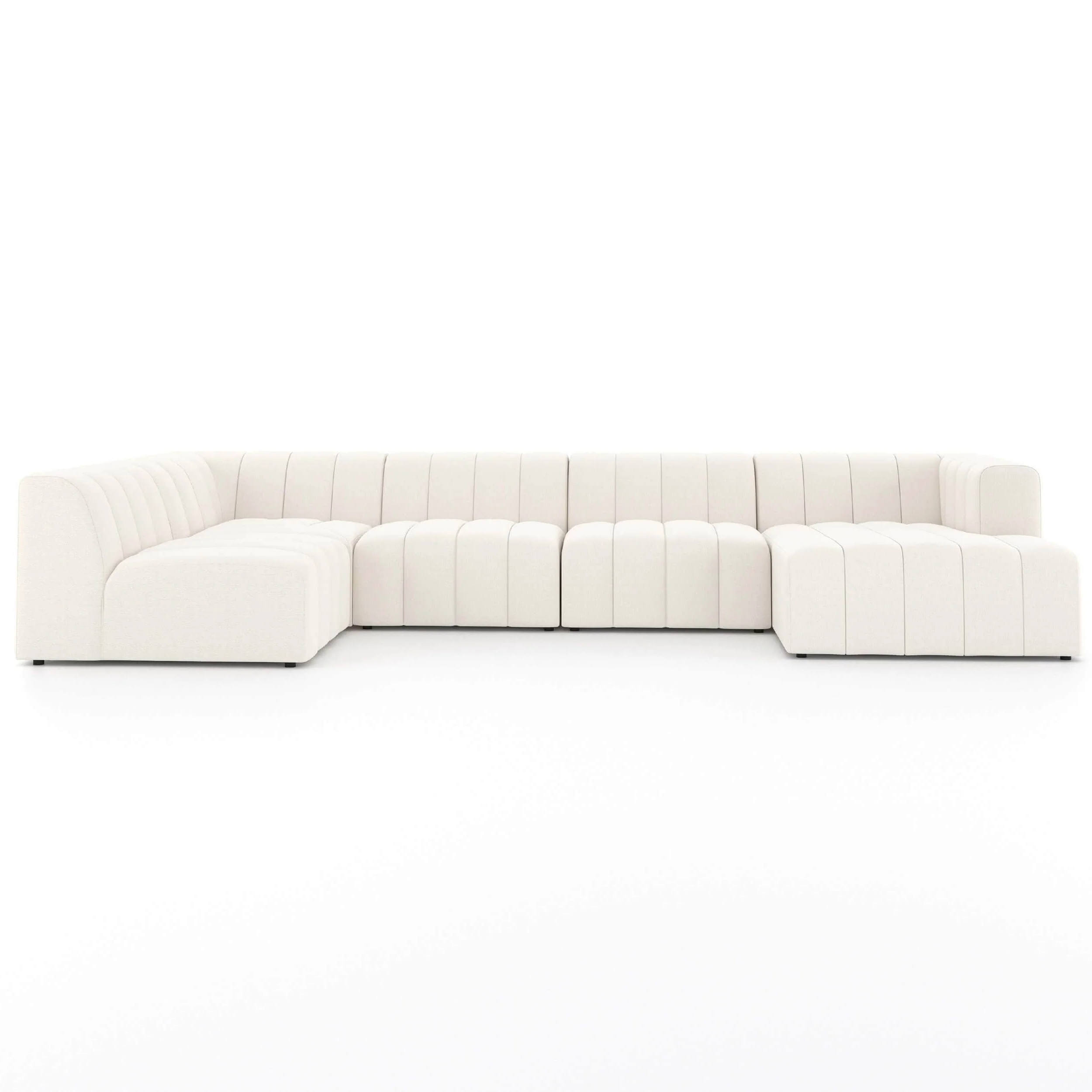 Langham Chaise Channeled 5 Piece Sectional, Fayette Cloud - Image 4