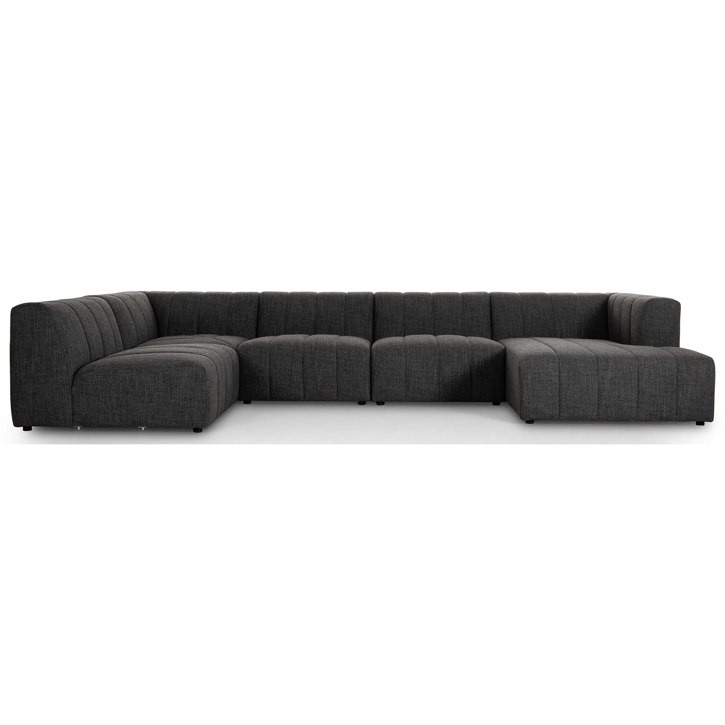 Langham Channeled 5 Piece Sectional w/ Chaise, Saxon Charcoal - Image 6