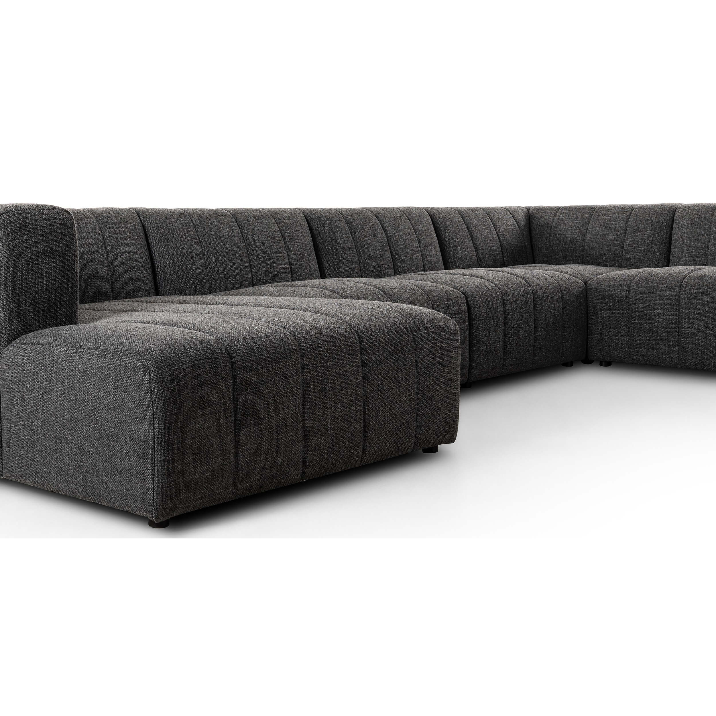 Langham Channeled 6 Piece Sectional w/ Chaise, Saxon Charcoal - Image 3