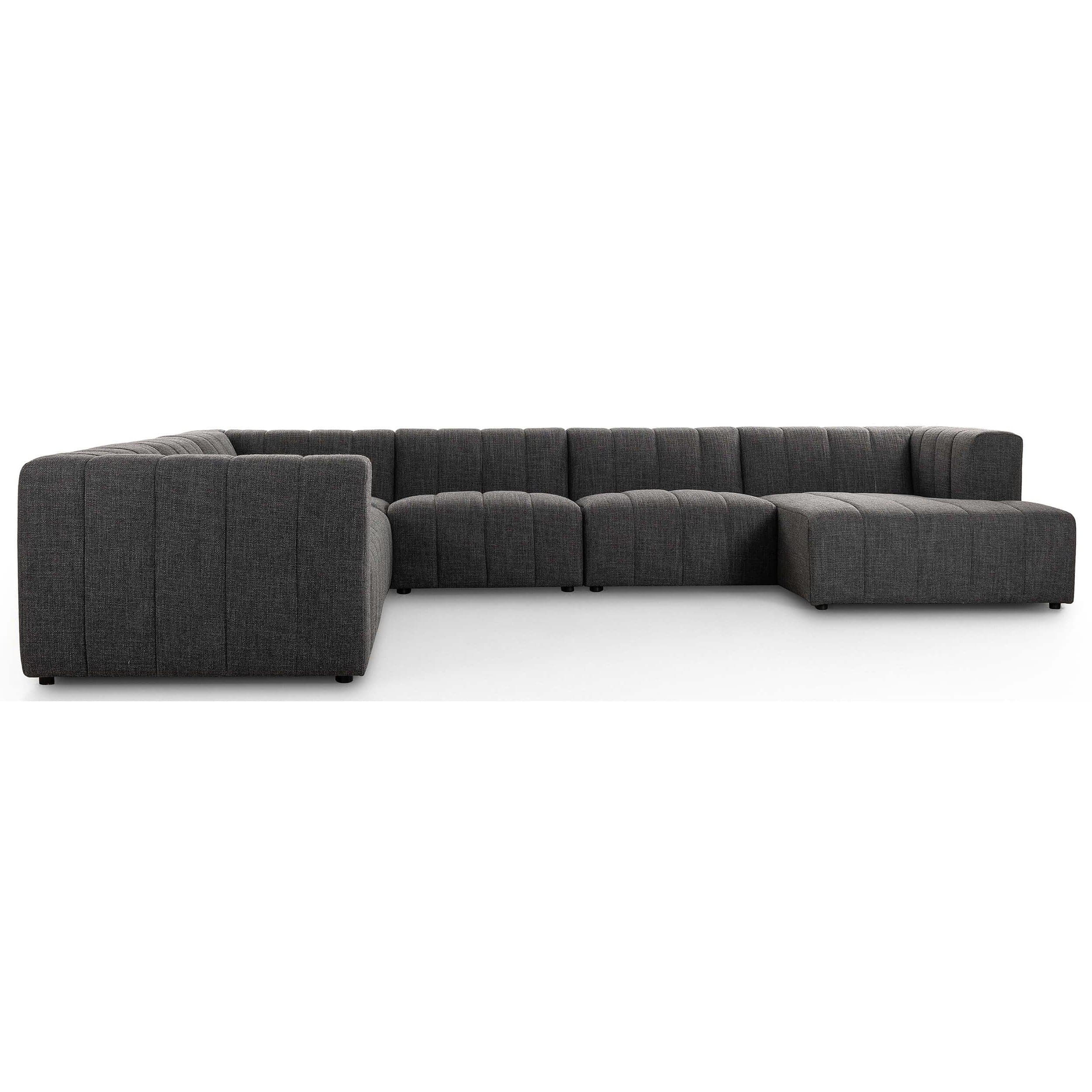 Langham Channeled 6 Piece Sectional w/ Chaise, Saxon Charcoal - Image 5