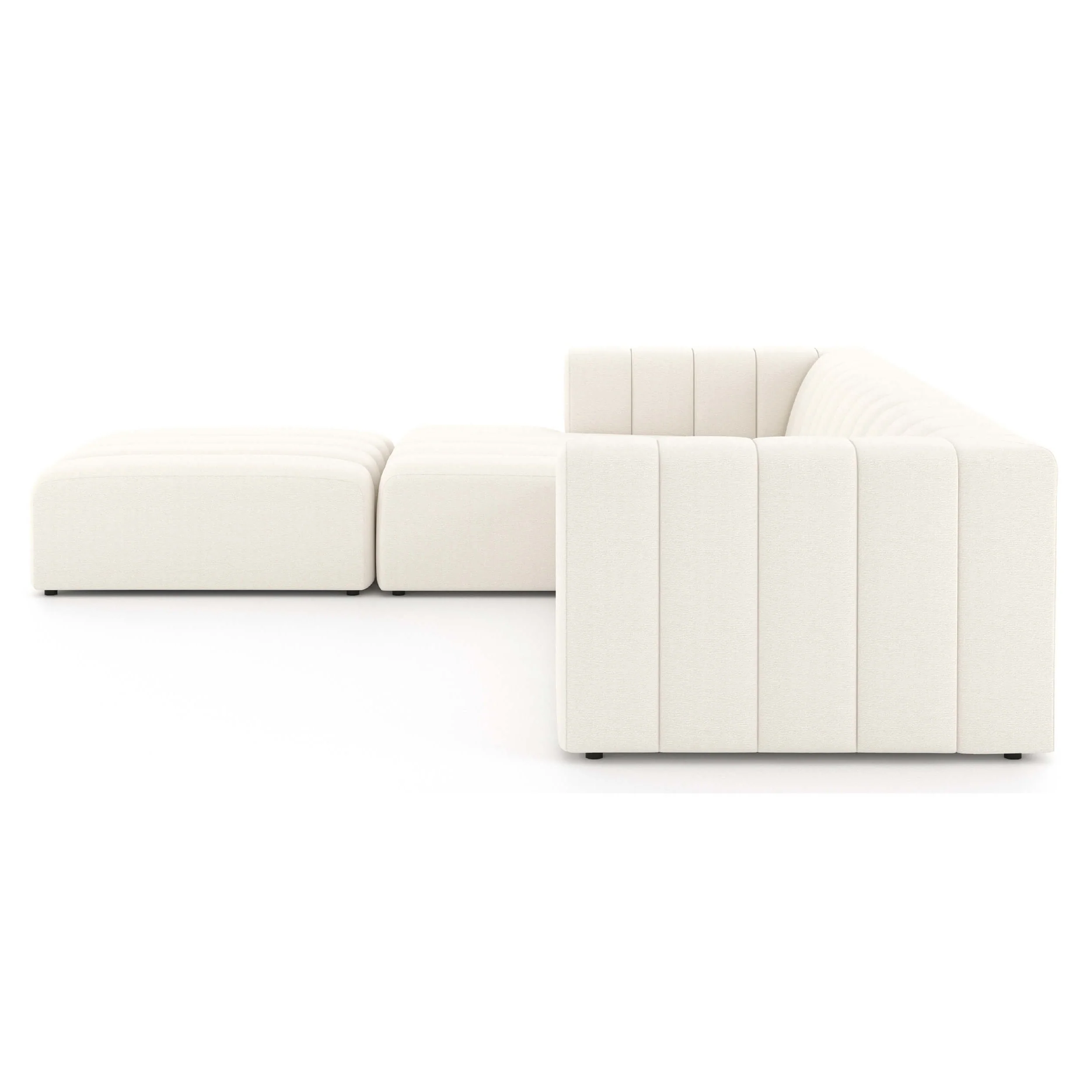 Langham Channeled 3-Piece Sectional w/Ottoman, Fayette Cloud by Four Hands - Image 6