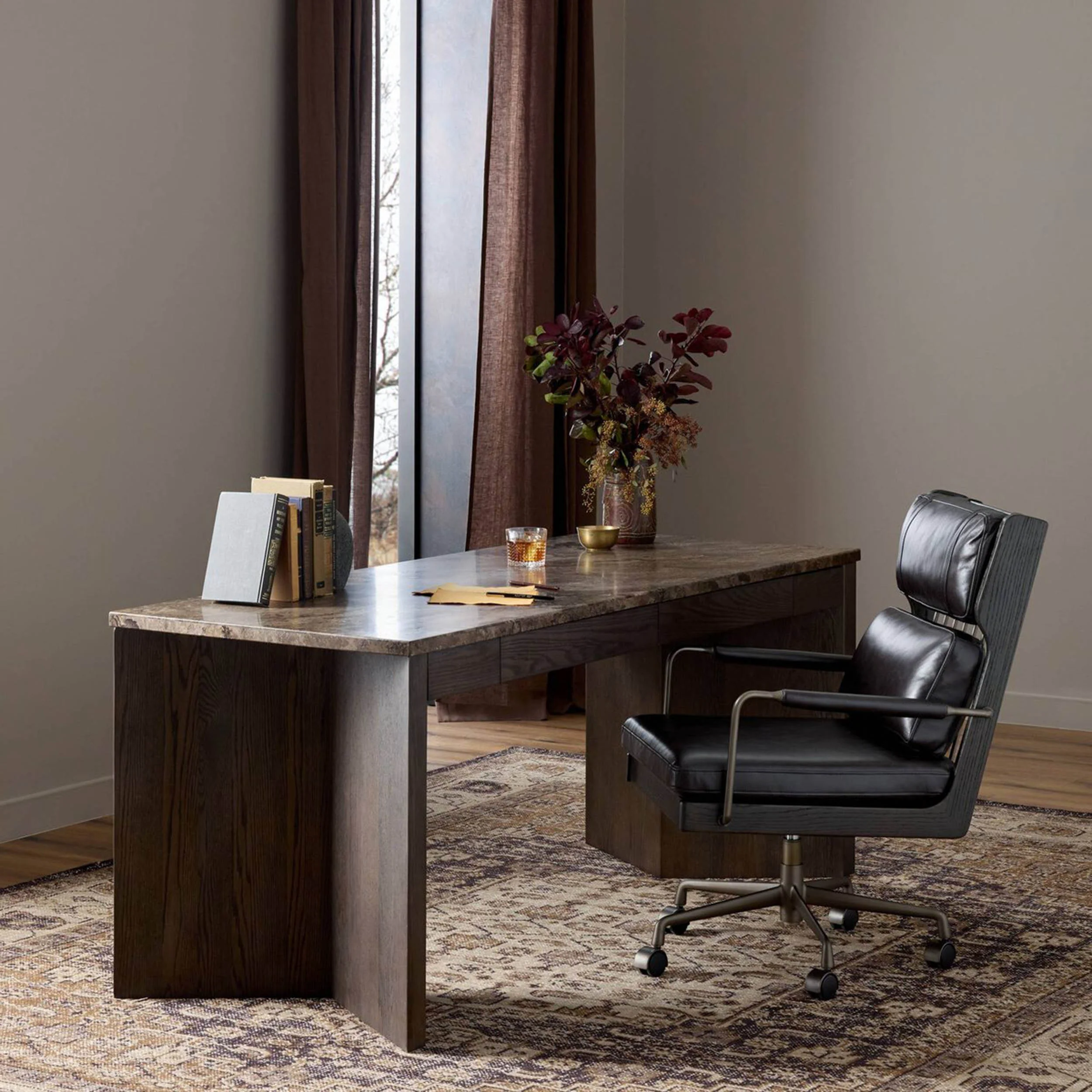 Lawson Desk, Warm Grey Marble by Four Hands - Image 5