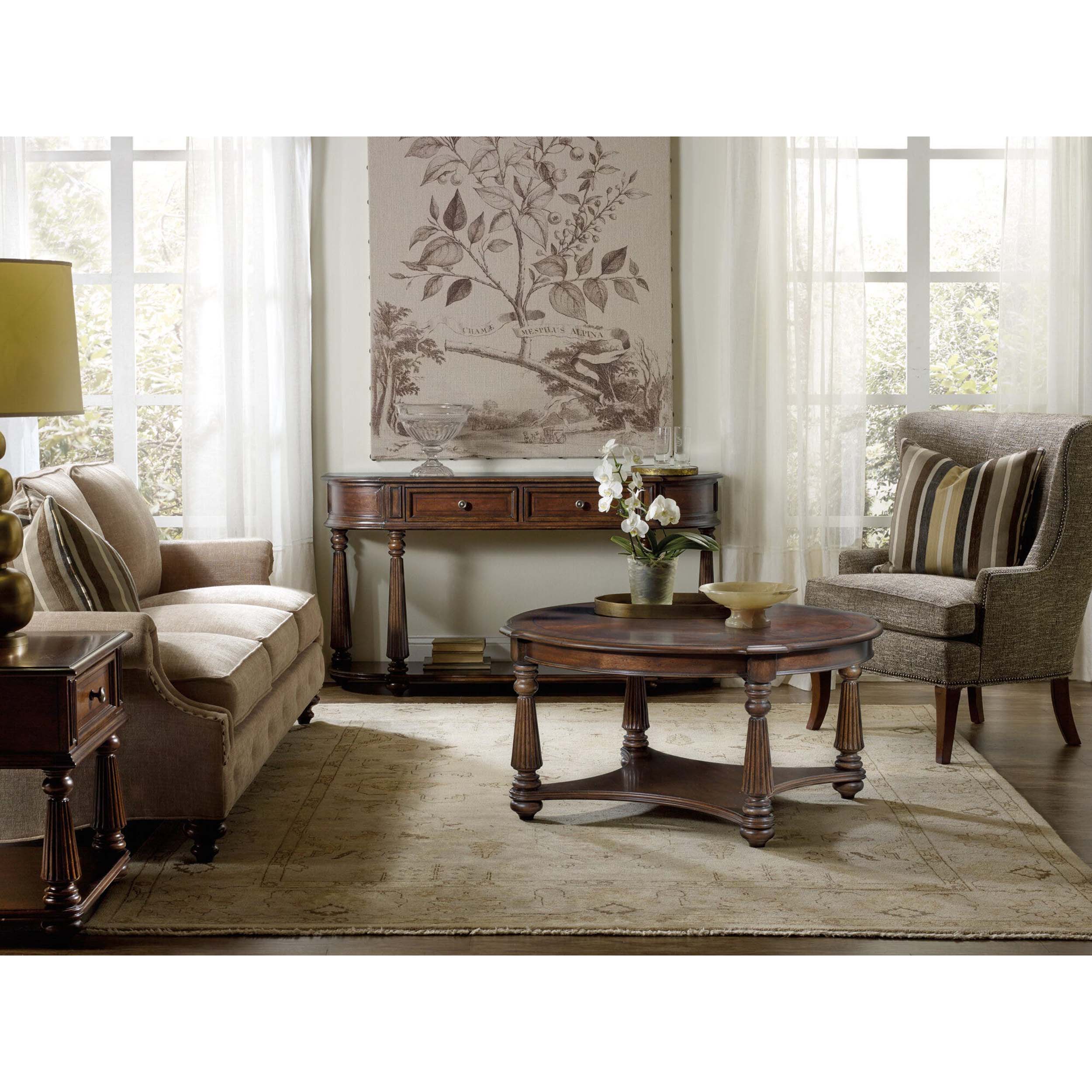 Leesburg Demilune Hall Console, Swirl Mahogany - Image 3