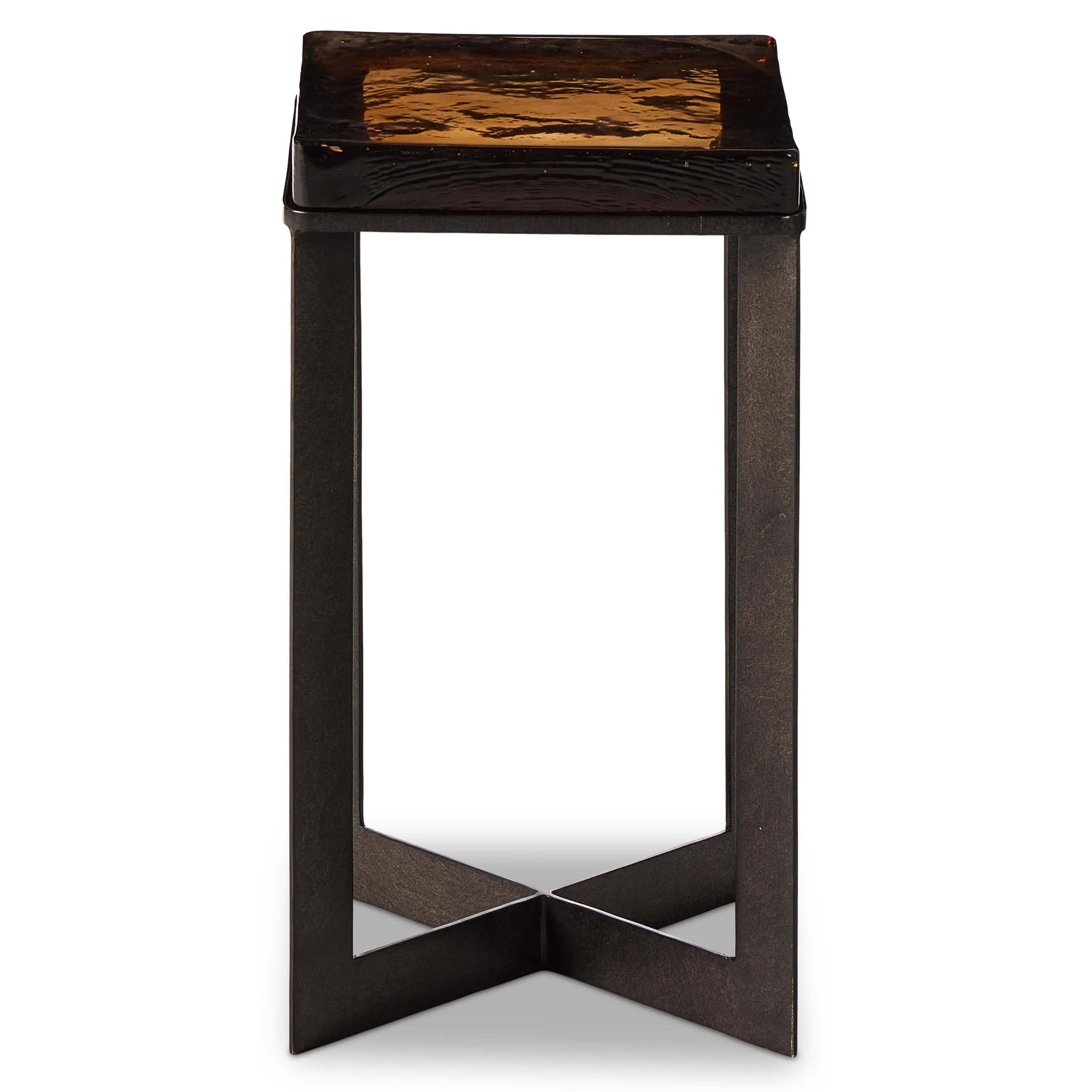Lennie Cast Glass End Table, Amber by Four Hands - Image 2