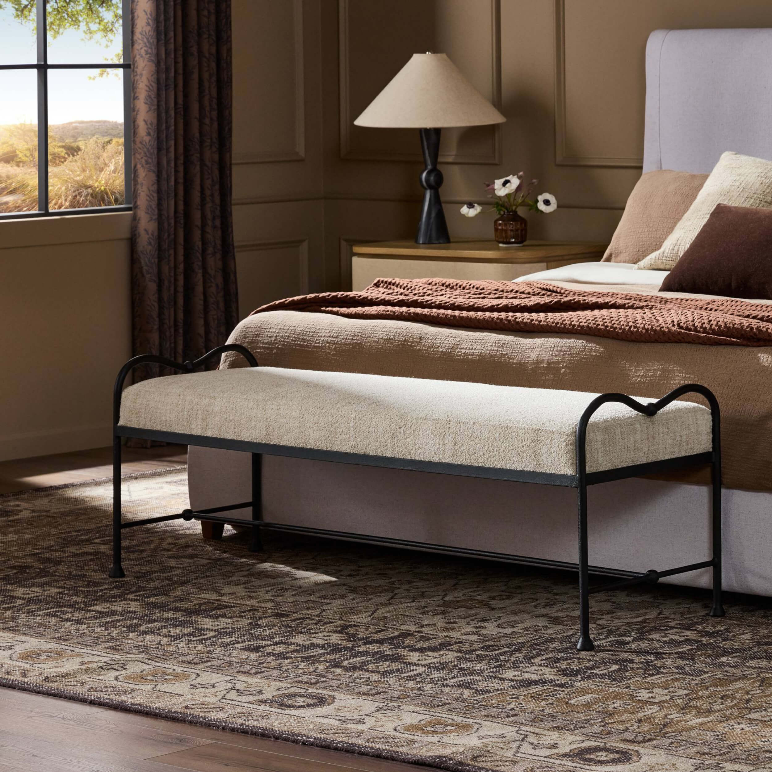 Leona Bench, Yuma Cream by Four Hands - Image 5