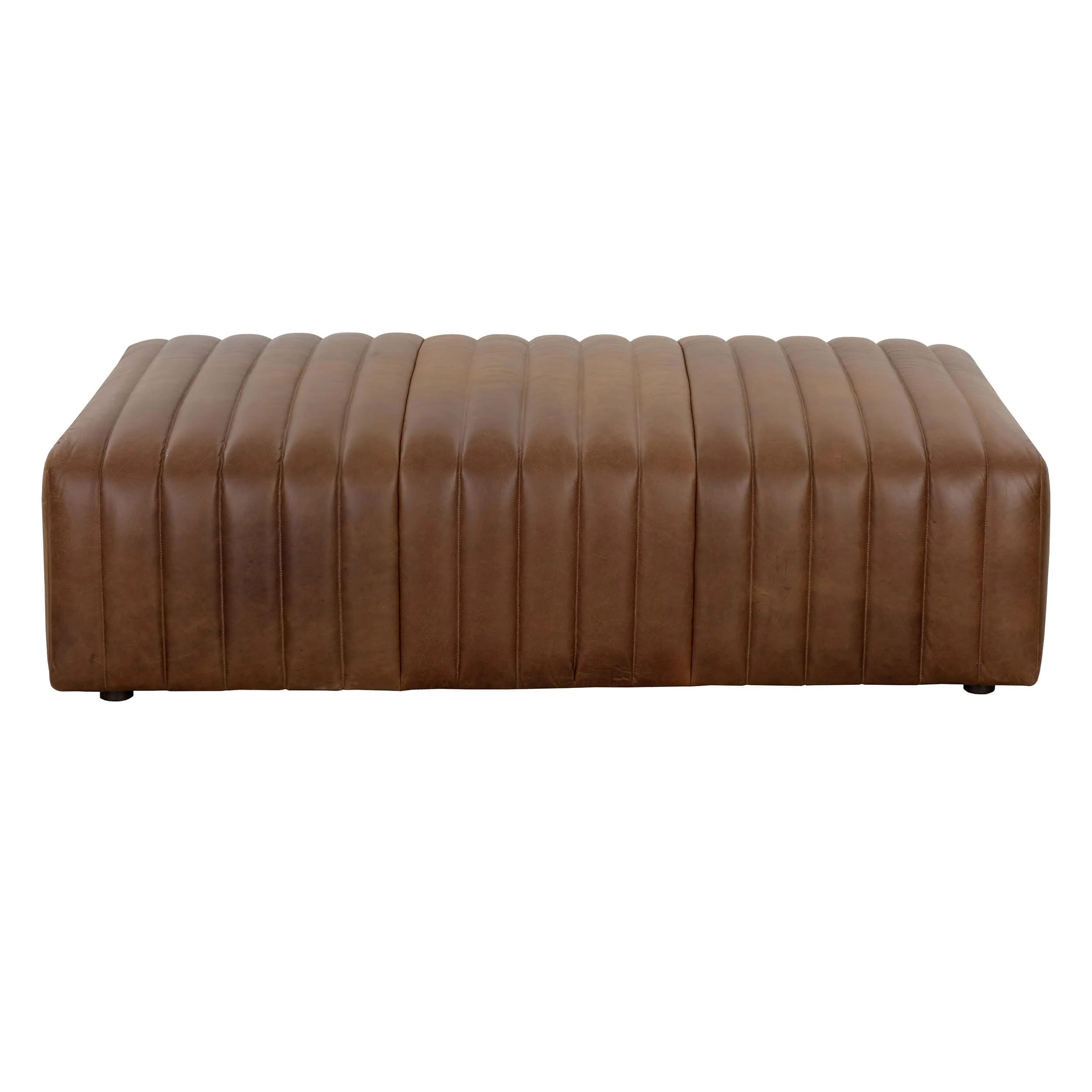 Lewin Leather Rectangular Ottoman, Lucia Tobacco - Image 2
