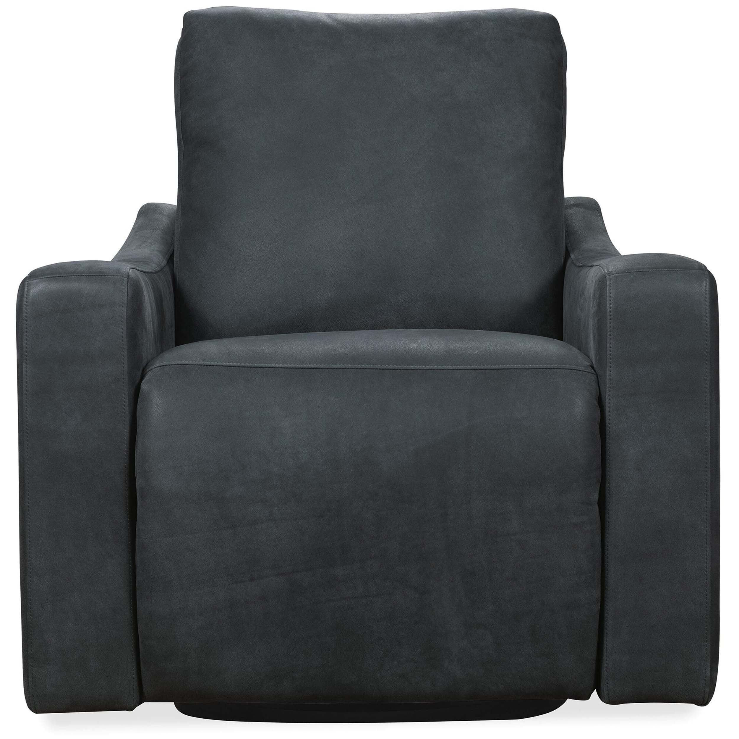 Lewis Leather Power Swivel Recliner, Cordoba Noir - Image 2