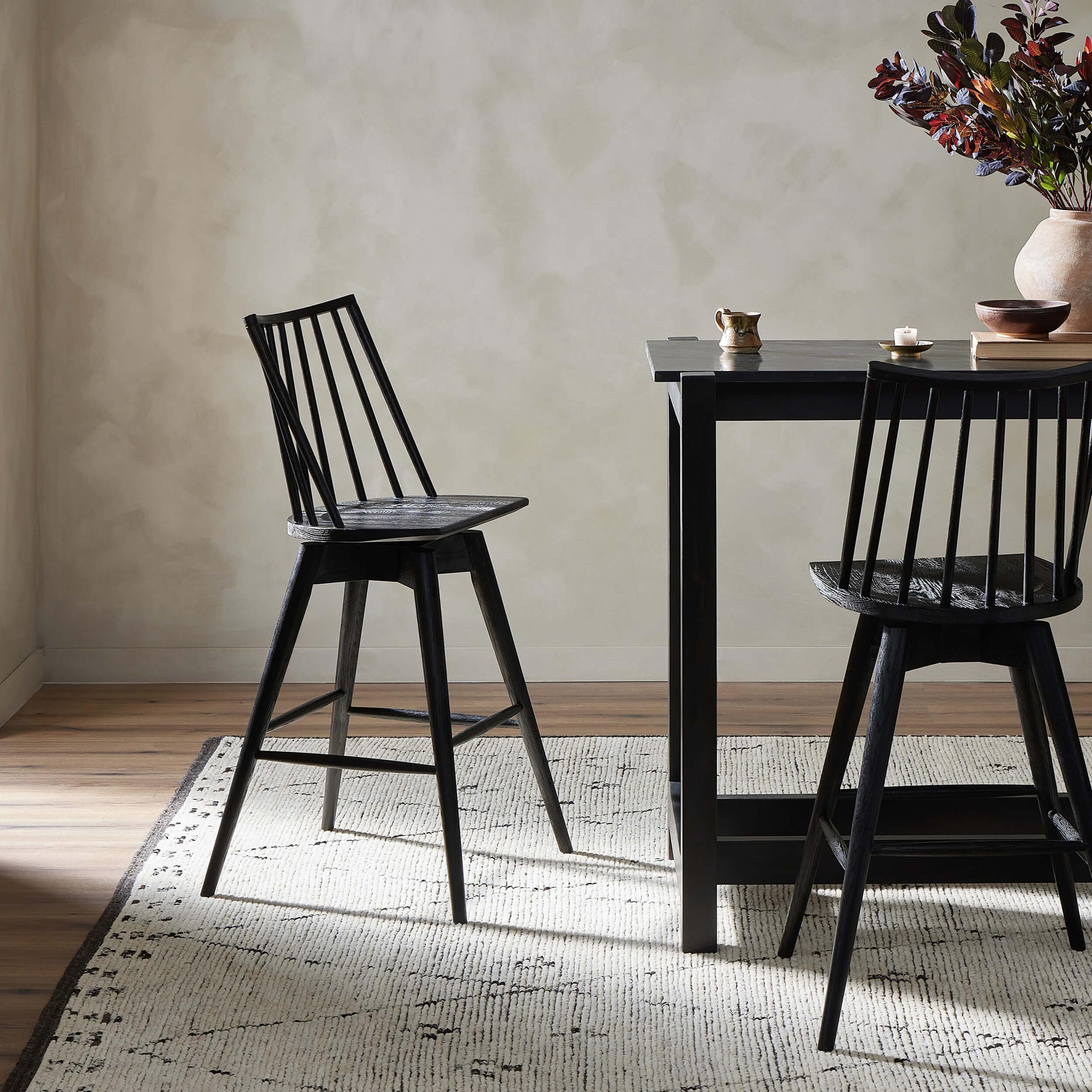 Lewis Swivel Counter Stool, Black by Four Hands - Image 8