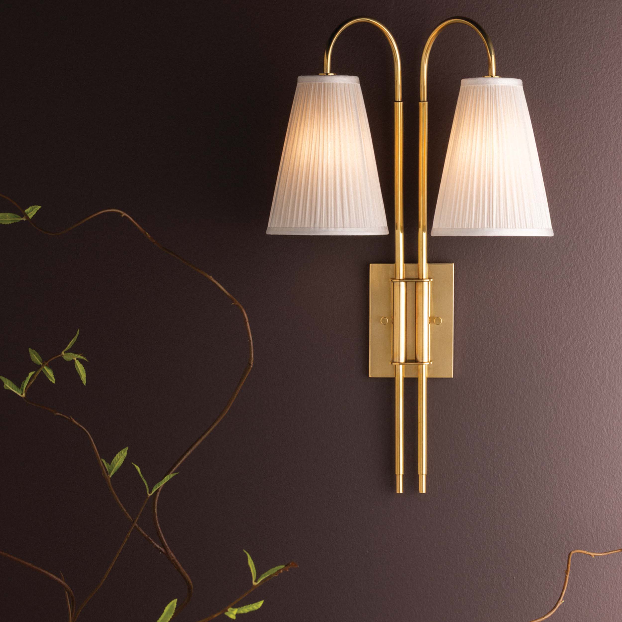 Limoges Double Wall Sconce, Vintage Brass - Image 3