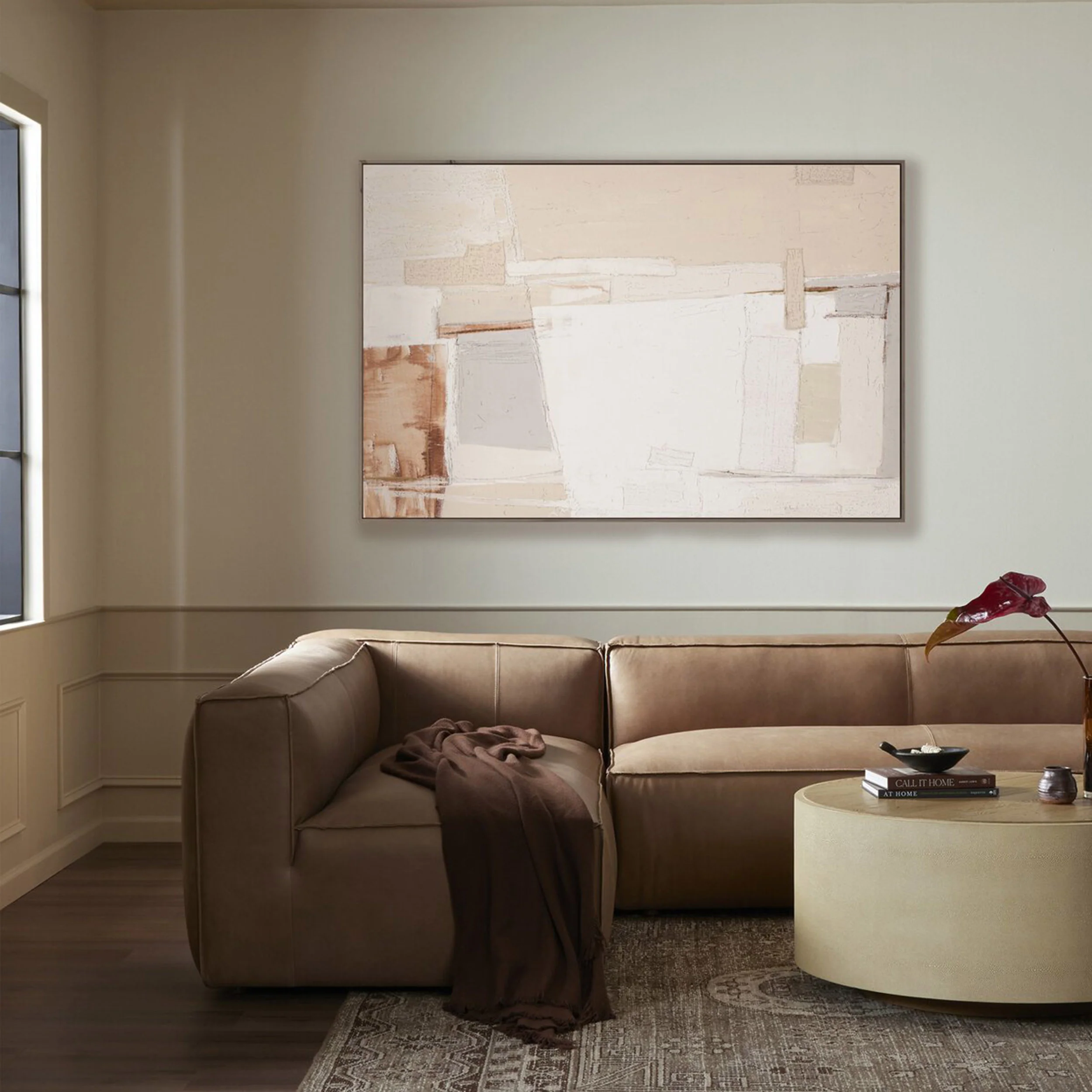 Neutral Study II Framed by Matt Green, Rustic Walnut Floater by Four Hands - Image 4