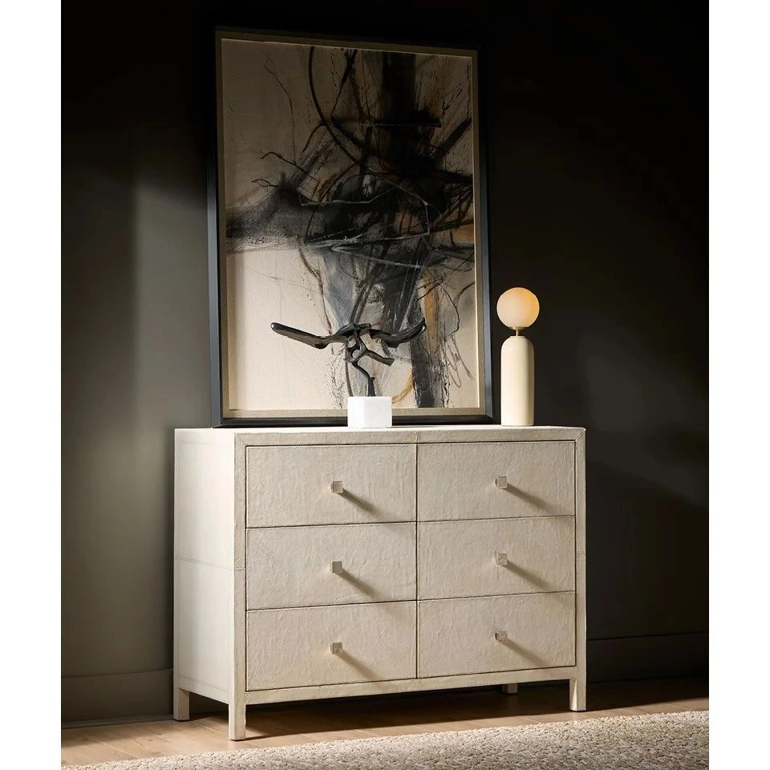 Lira 6 Drawer Dresser, Grey Leather - Image 8