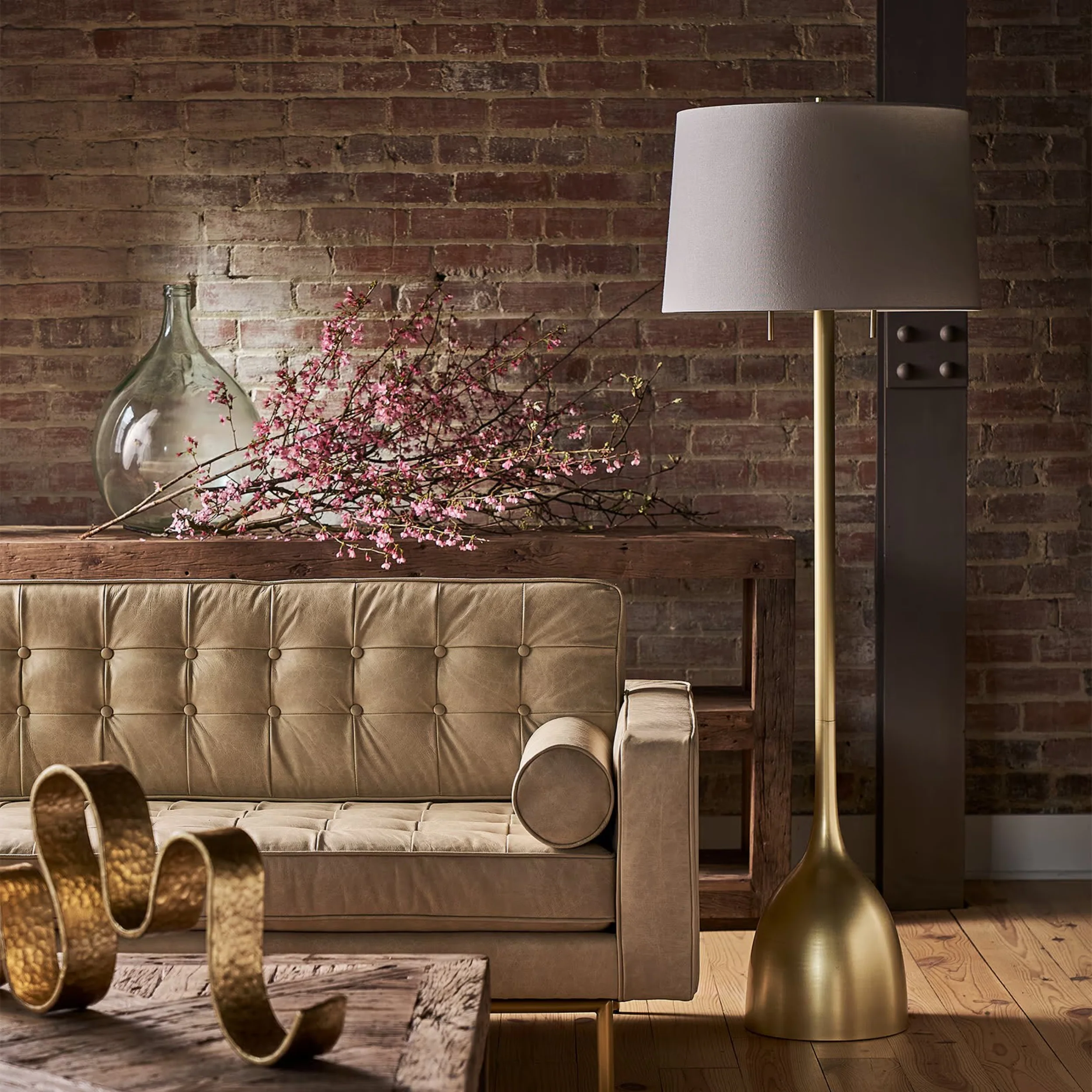 Logan Floor Lamp, Natural Brass - Image 4