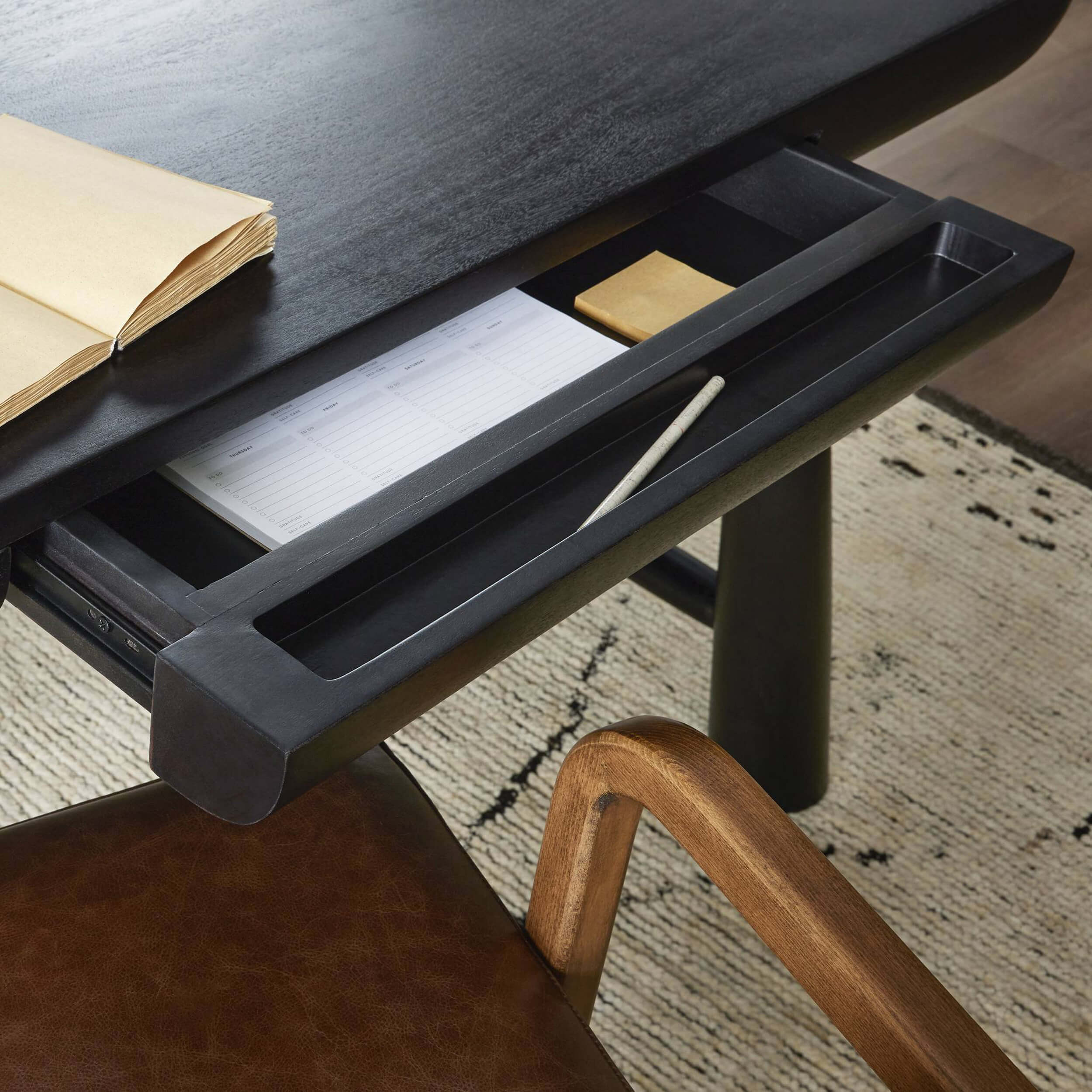 Lorik Desk, Worn Black by Four Hands - Image 5