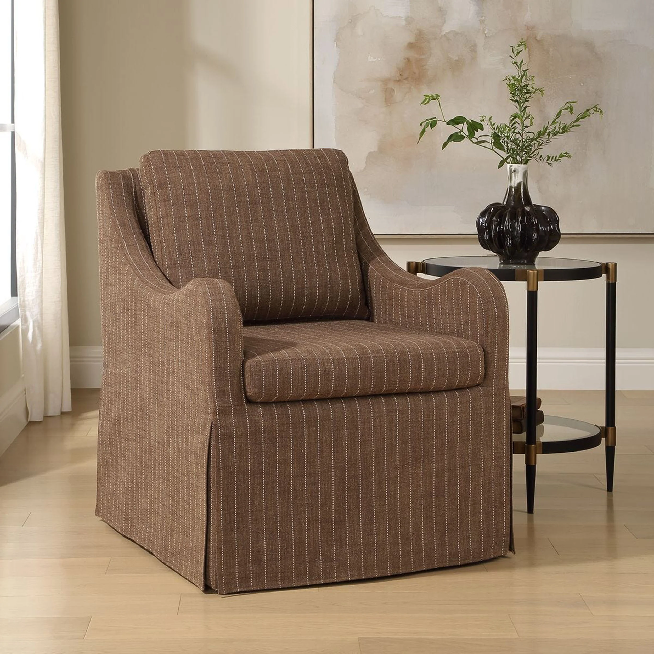 Luisa Swivel Chair, Teak Brown - Image 6
