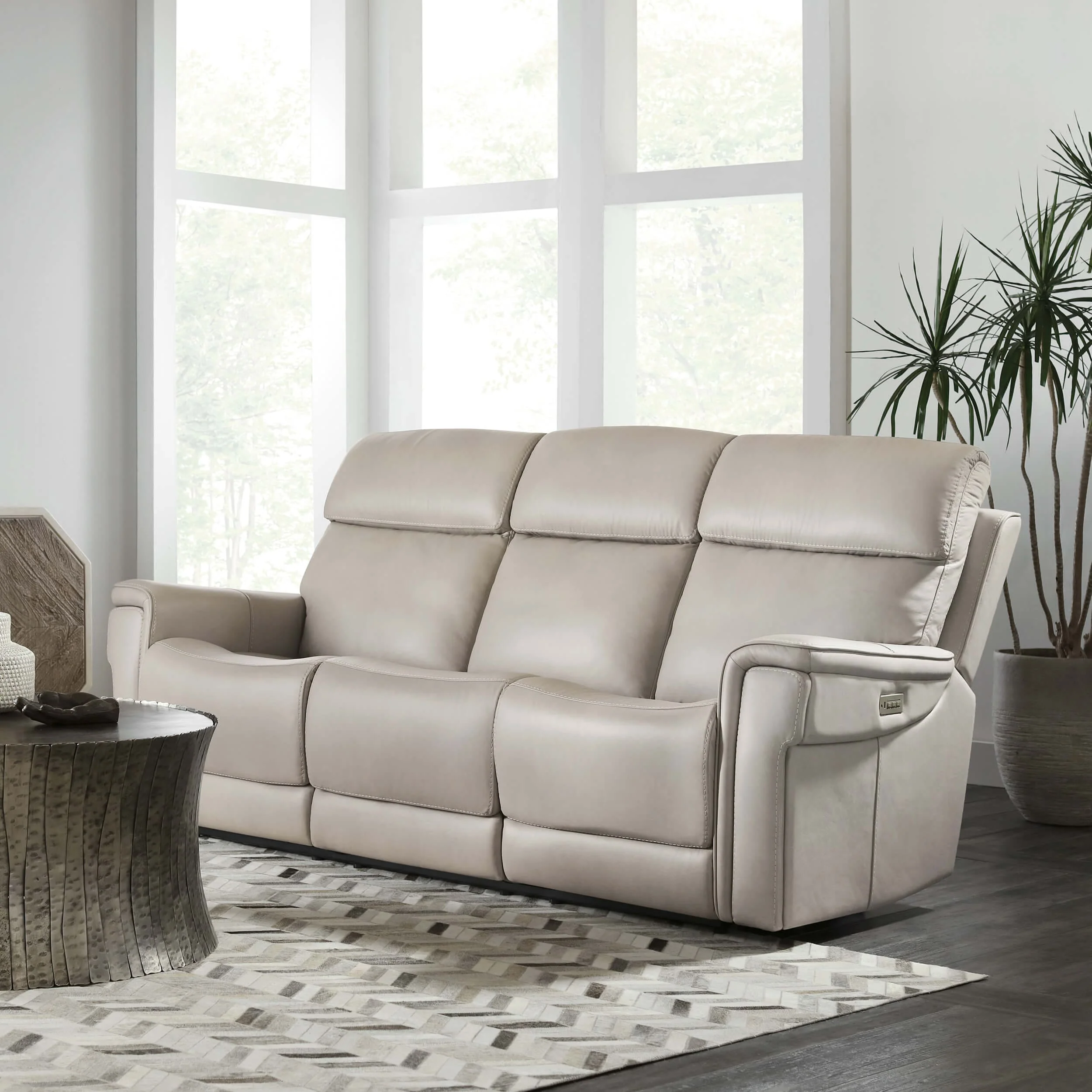 Lyra Zero Gravity Power Leather Sofa, Sahara Ash - Image 6