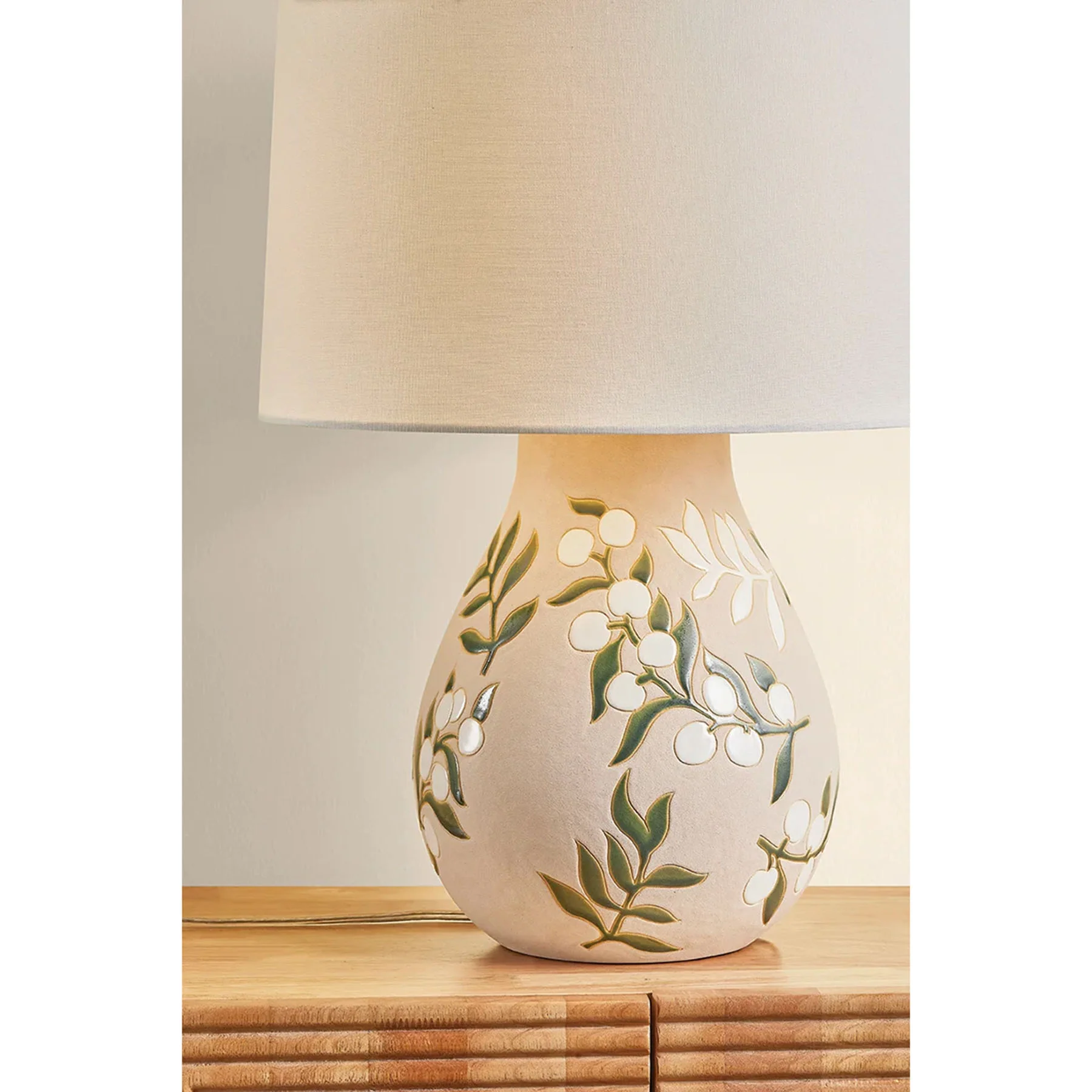 Maeve Table Lamp, Aged Brass/Ceramic Maybell Motif - Image 4